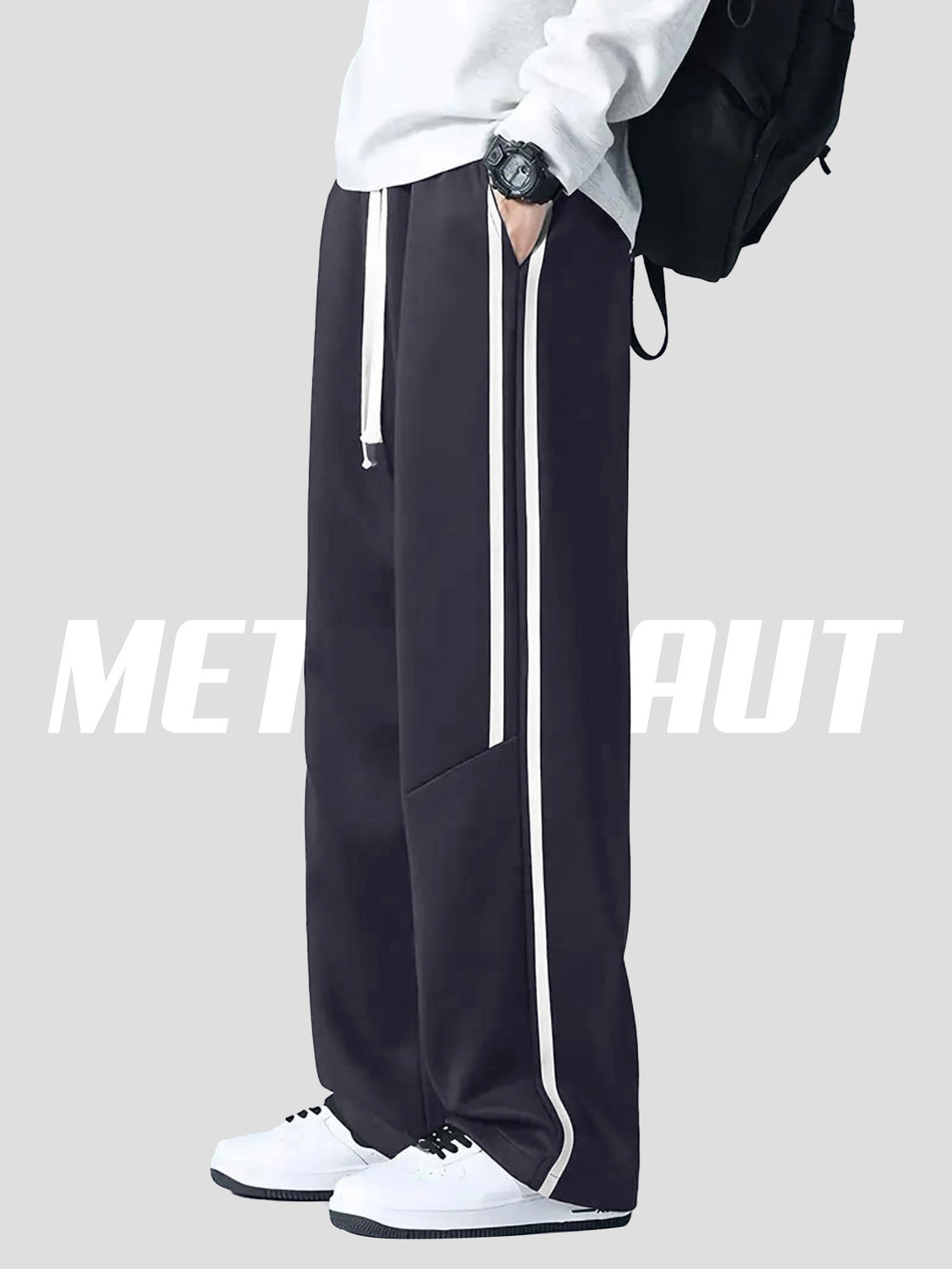 Image of METRONAUT Striped Men Multicolor Track Pants