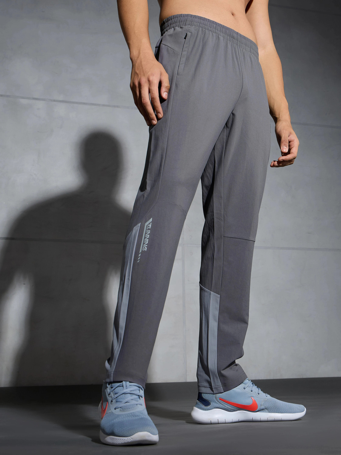 TECHNOSPORT Men Grey Colorblock Track Pants - Image 1
