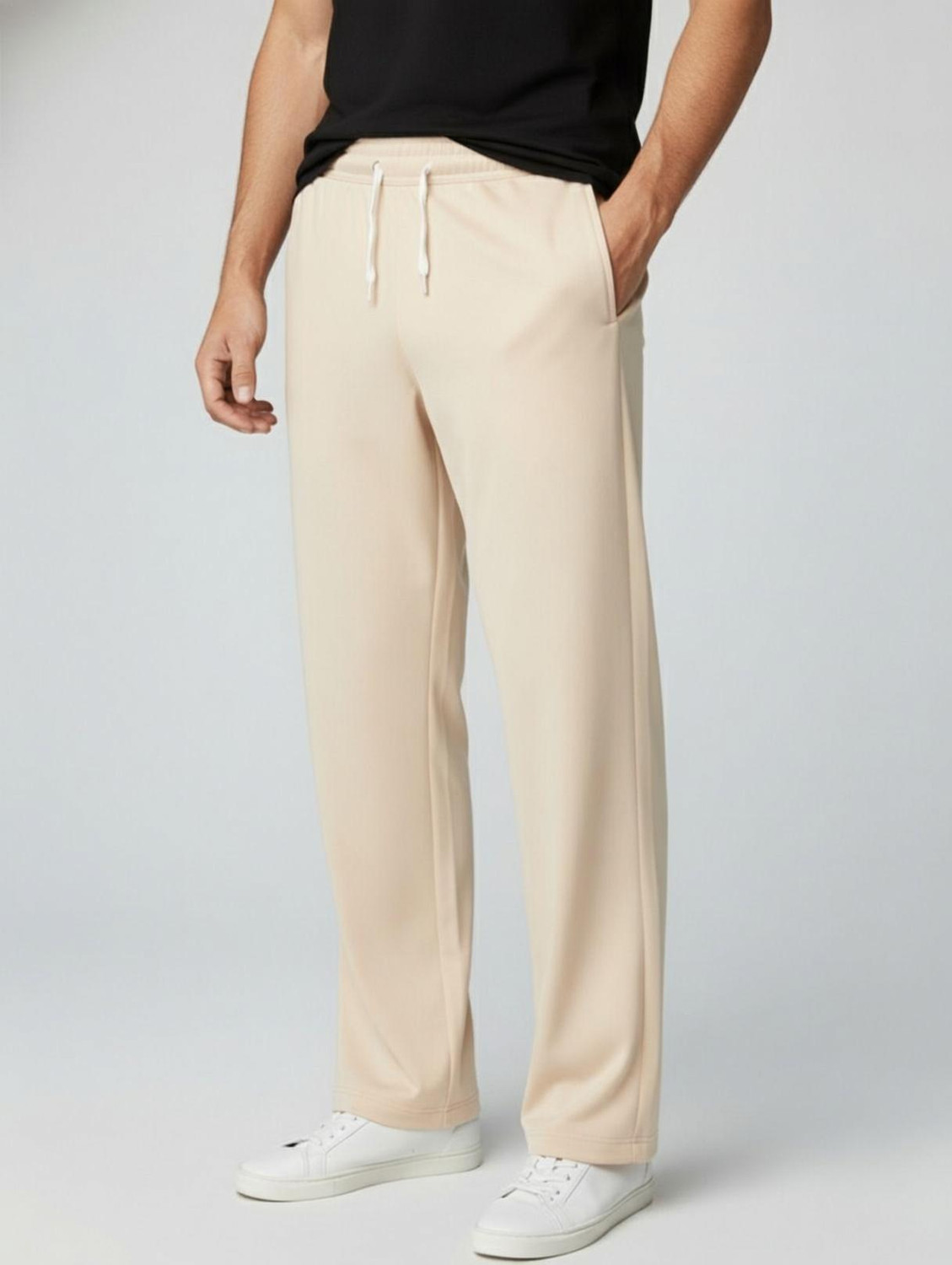 Image of INDICLUB Men Relaxed Brown Polycotton Trousers