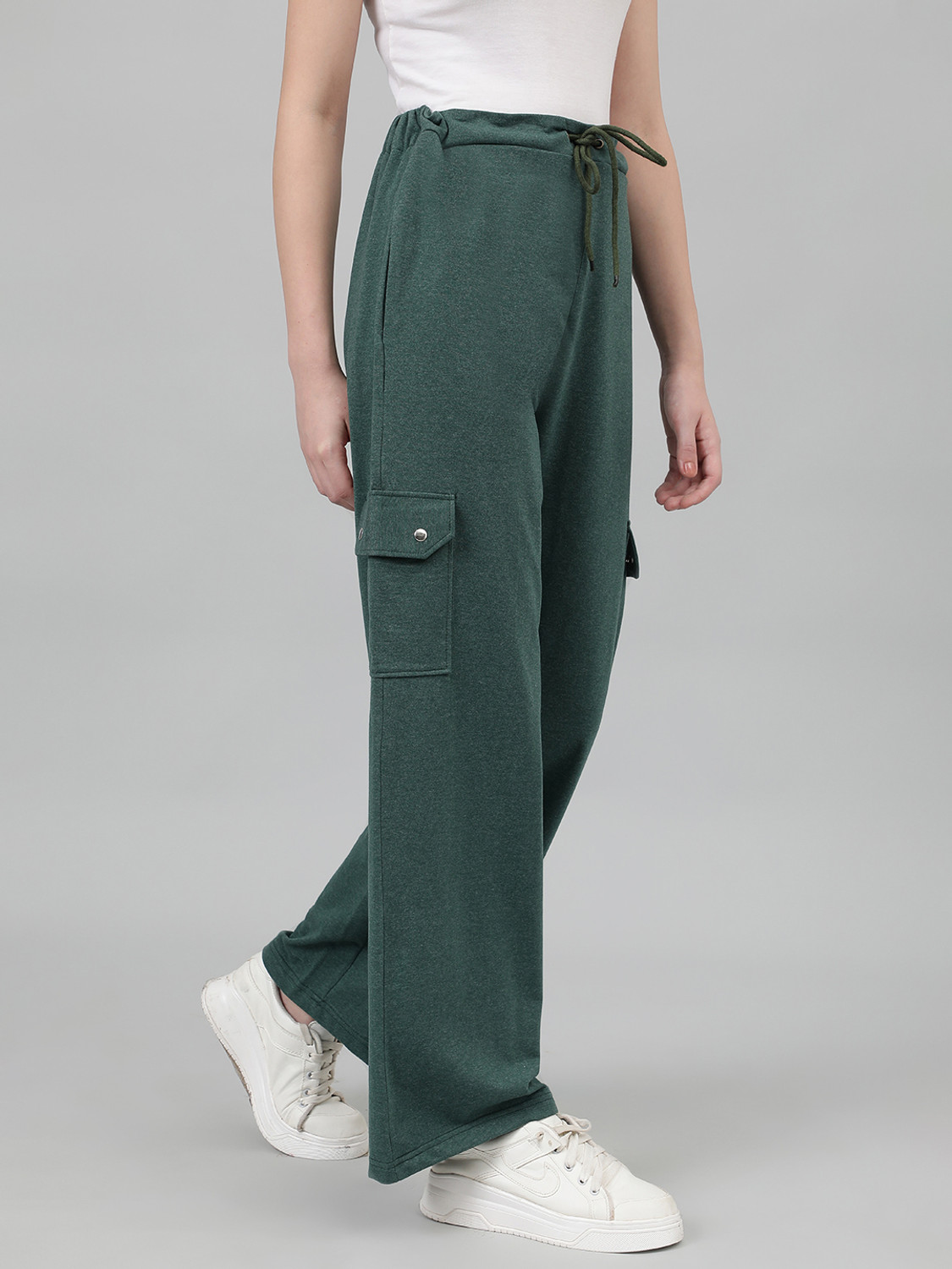Image of KOTTY Women Solid Dark Green Track Pants
