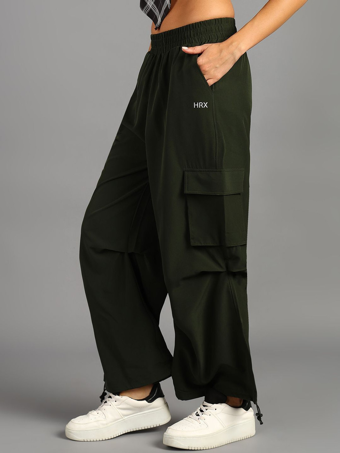 Image of HRX by Hrithik Roshan Women Solid Green Track Pants