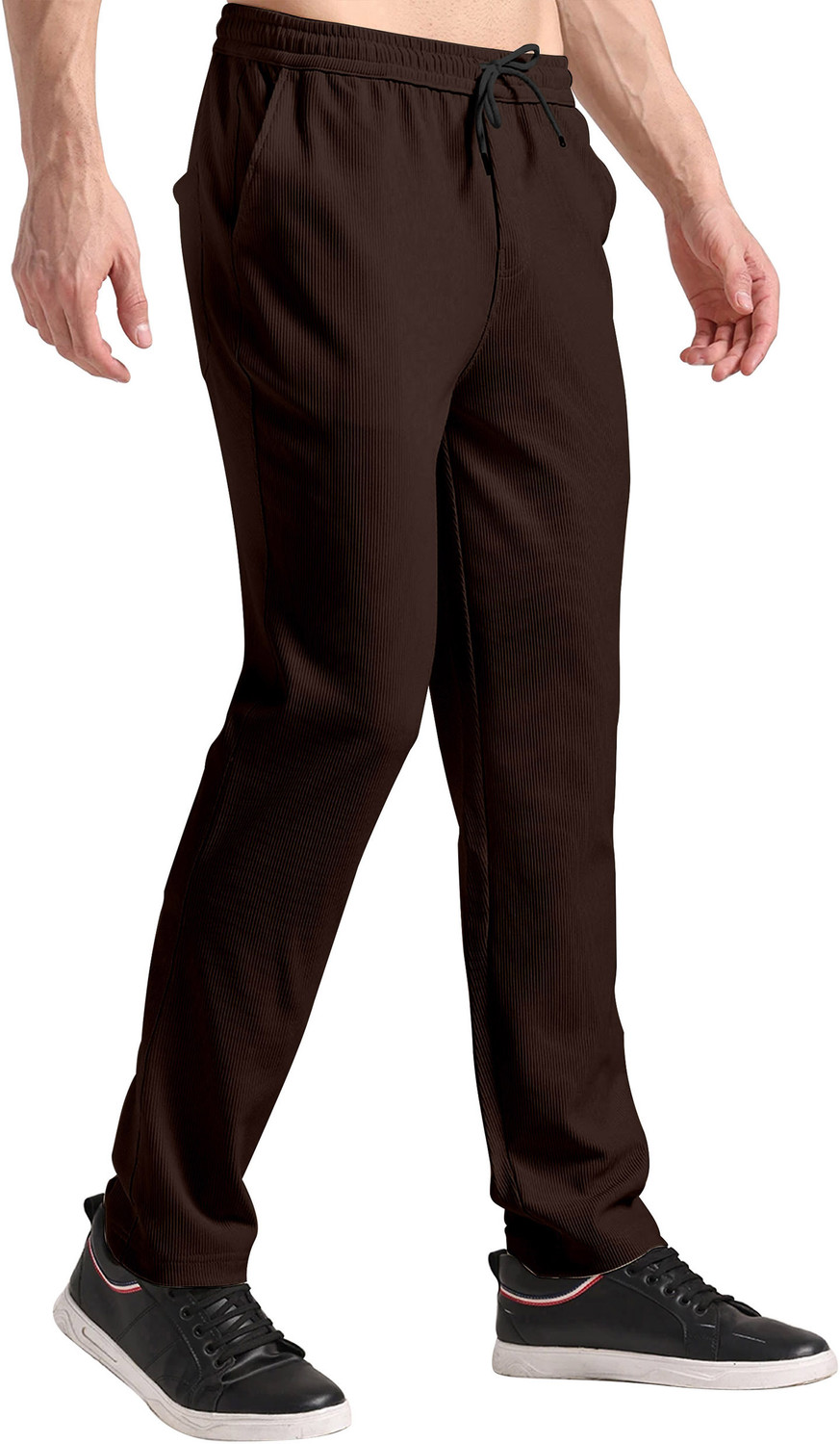 Image of YOUNG GALLERY Men Self Design Olive Track Pants