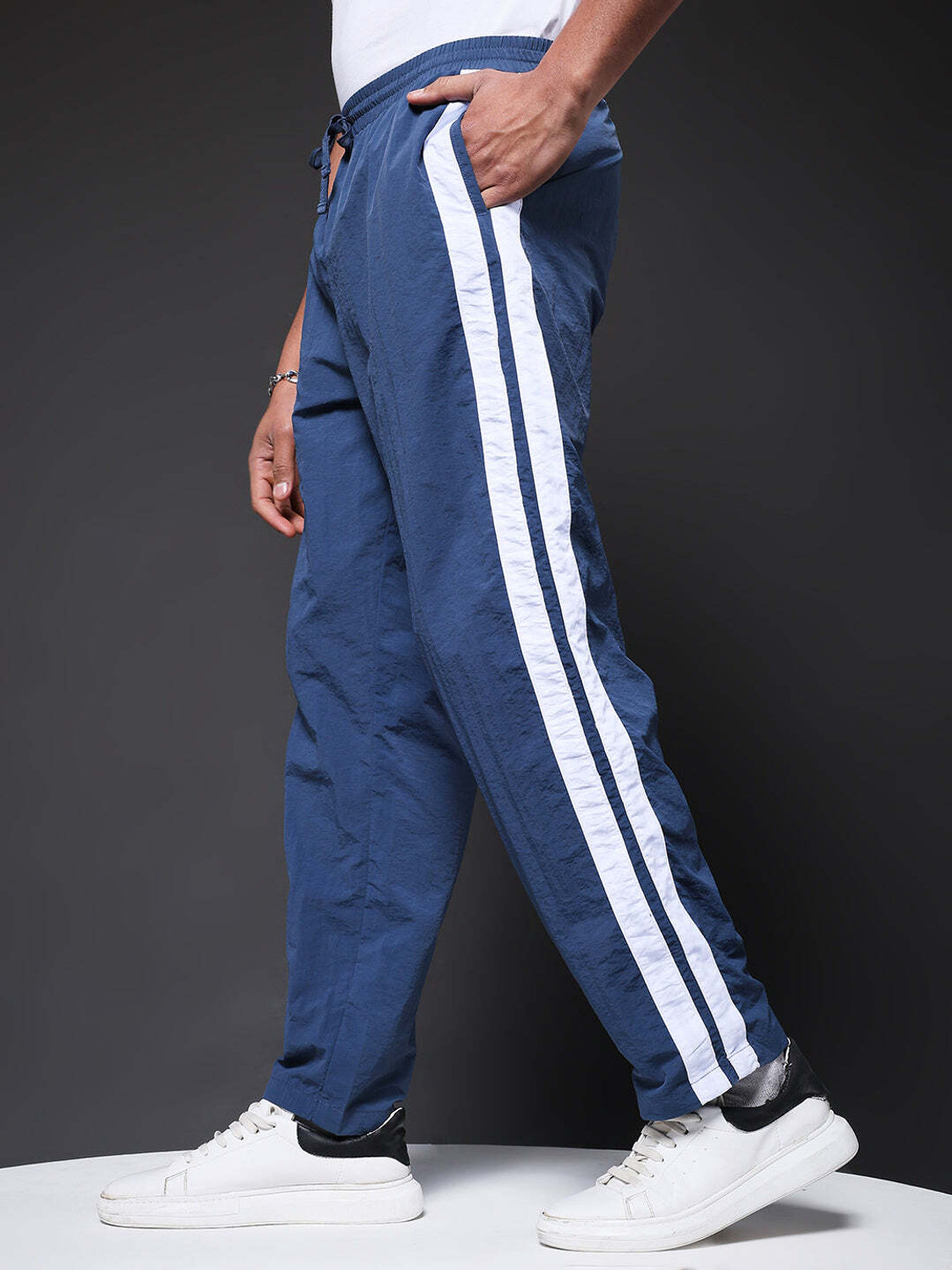 Image of Pronk Men Striped Blue Track Pants