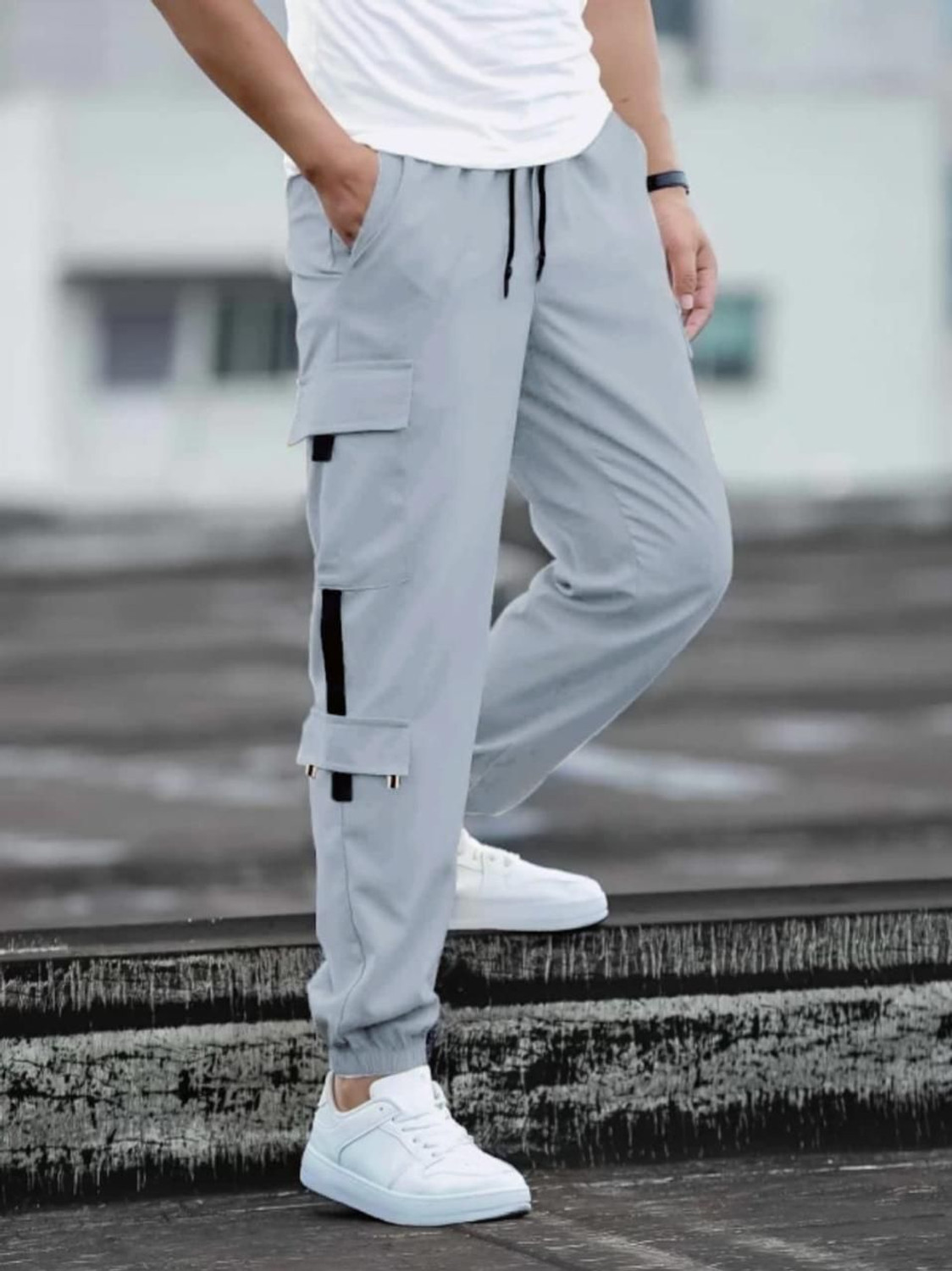Image of Pronk Men Striped Blue Track Pants