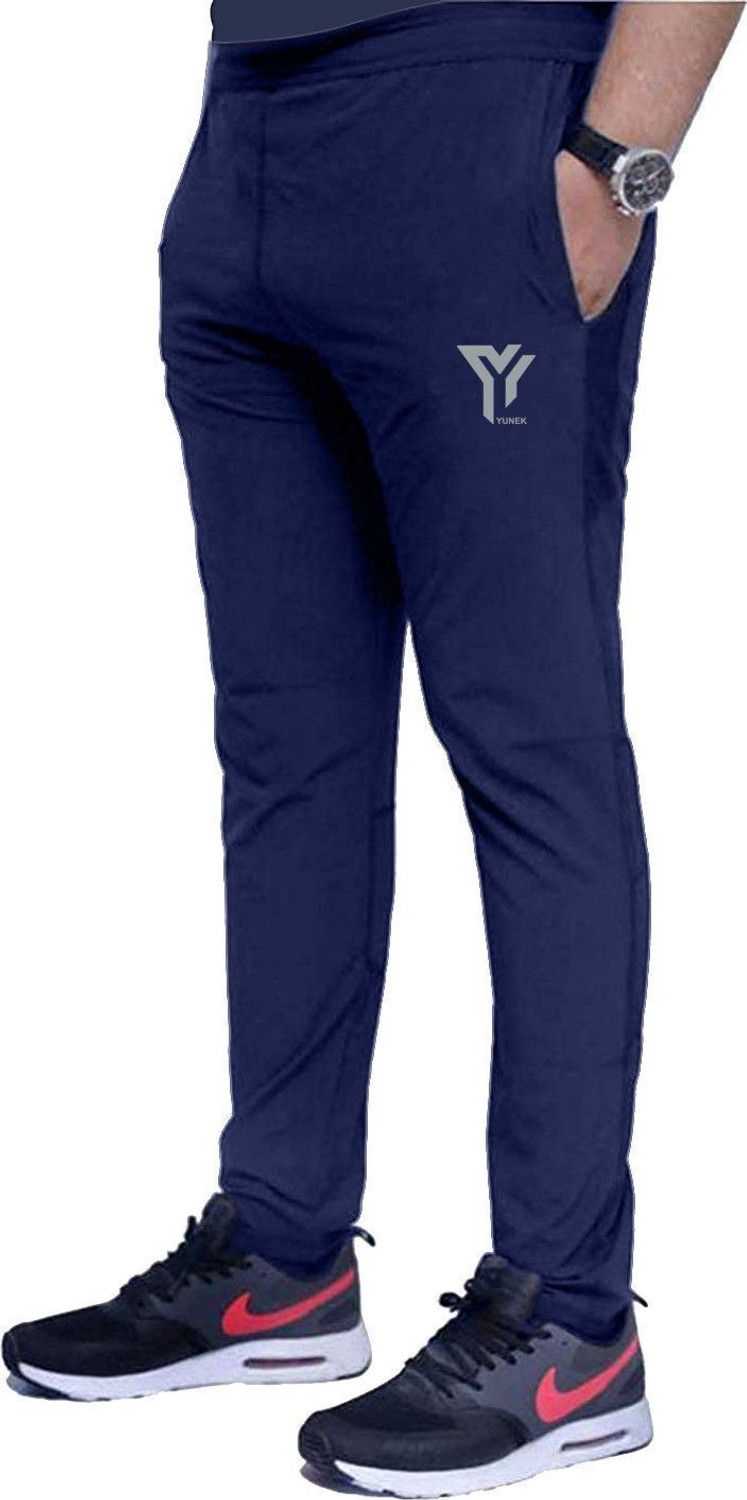 Image of FEEL TRACK Men Solid Black Track Pants