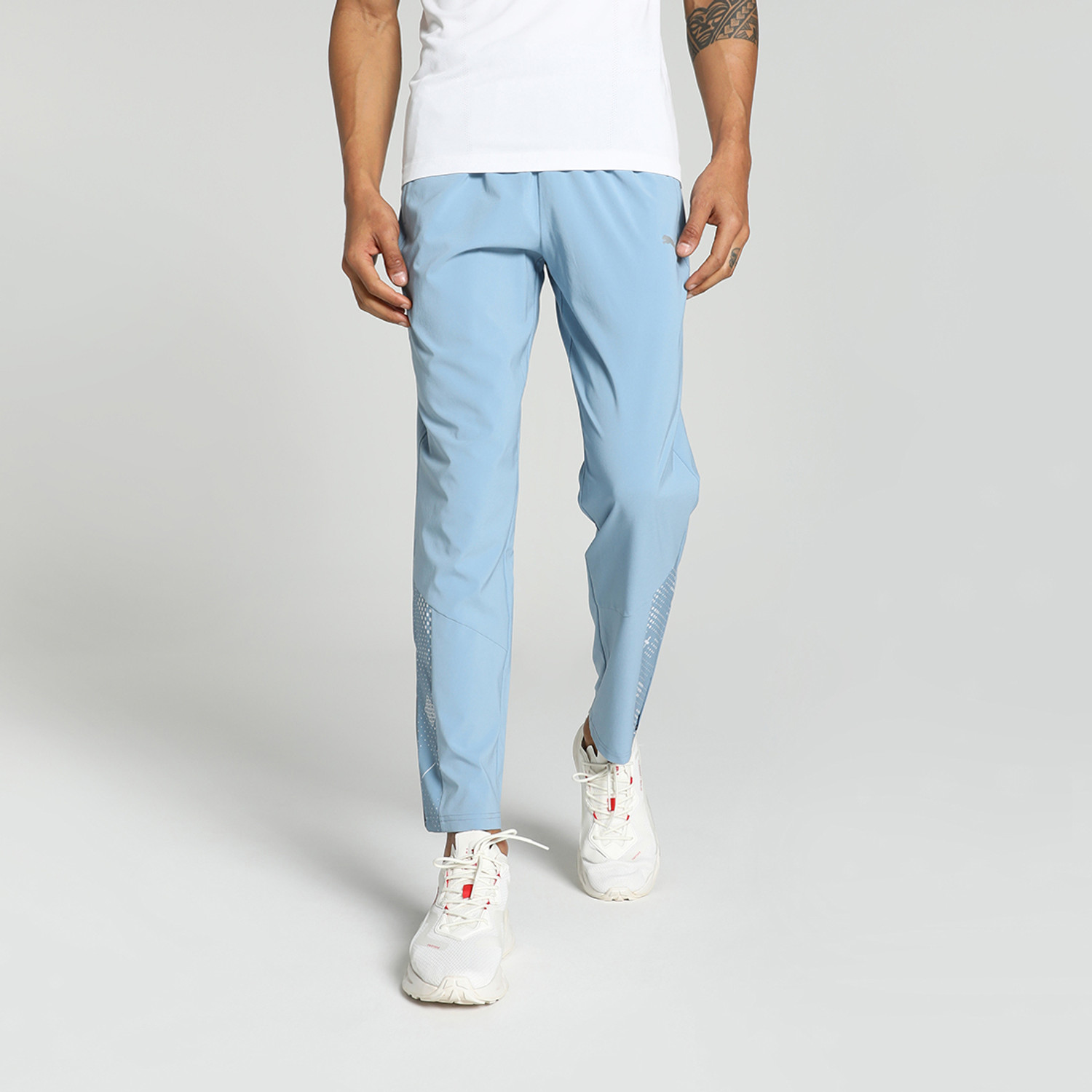 Image of PUMA EVOSTRIPE Core Pants Men Striped Blue Track Pants
