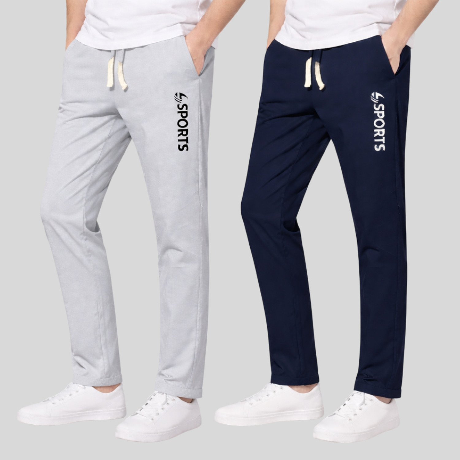 Image of Rathai Men Striped Dark Blue Track Pants