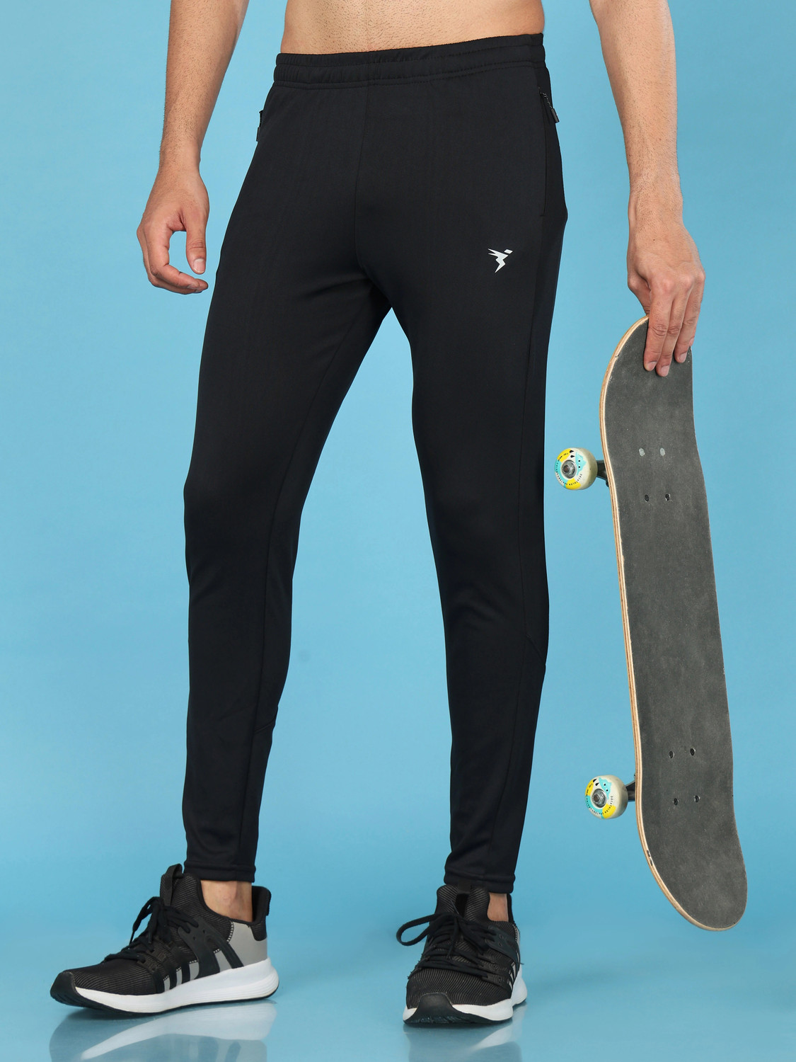 TECHNOSPORT Men Black Track Pants - Image 1