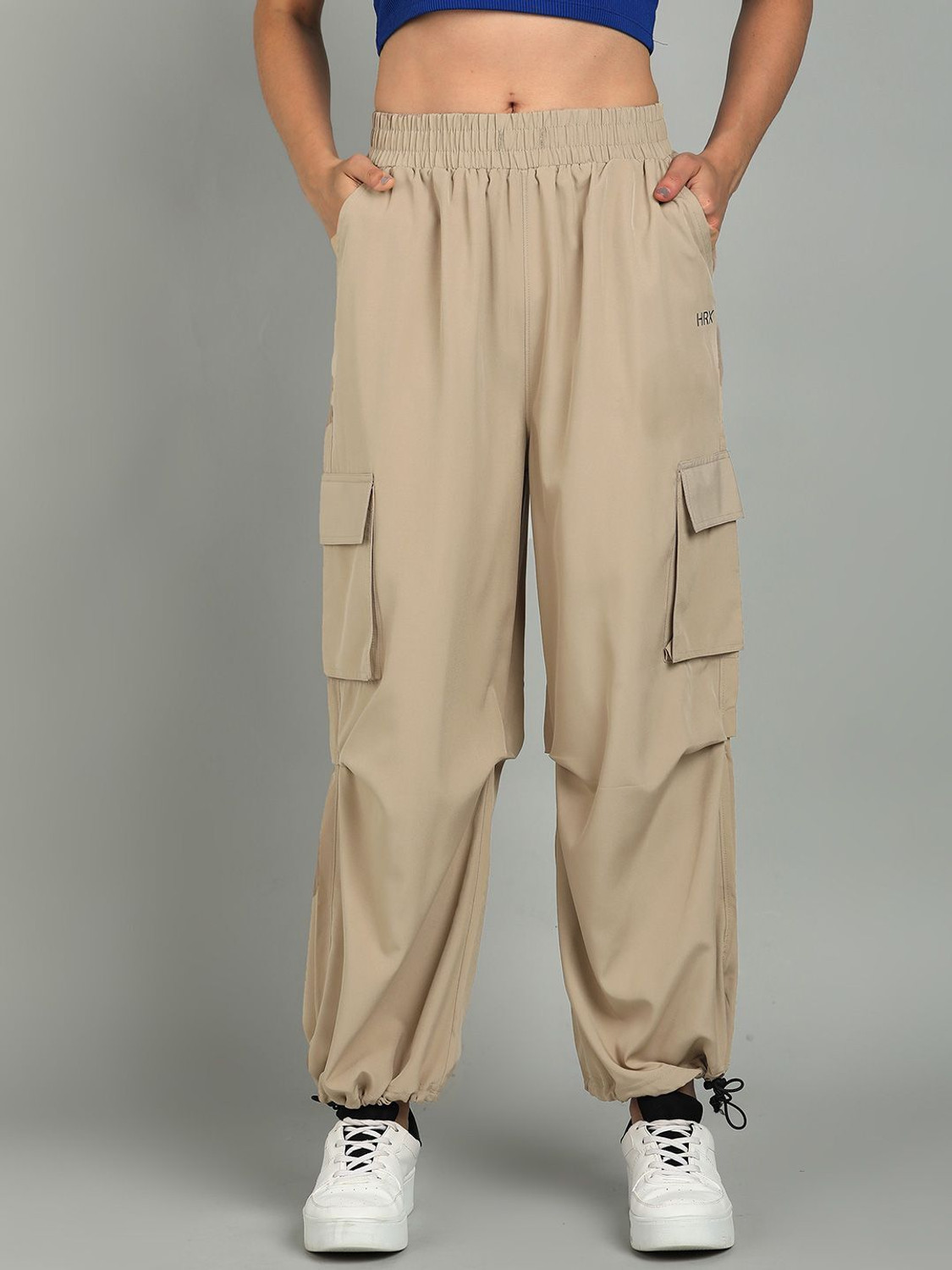 Image of HRX by Hrithik Roshan Women Solid Beige Track Pants