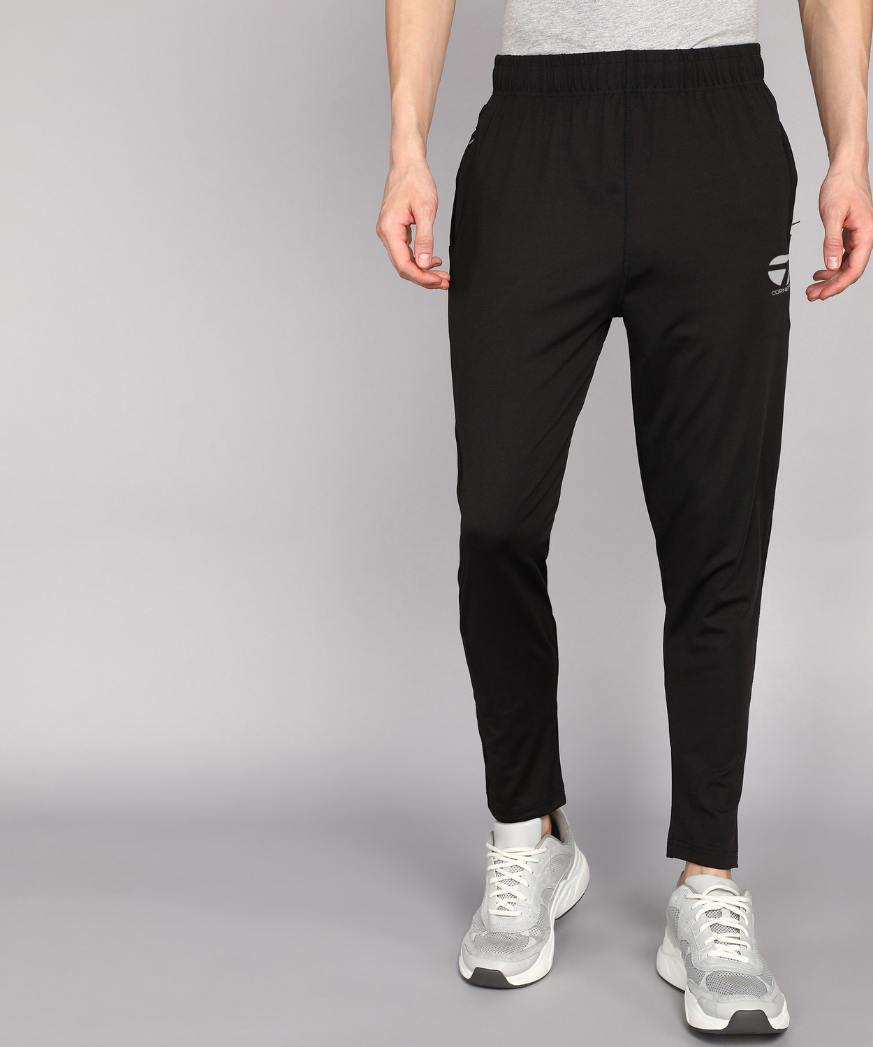 Image of CornerKick Men Solid Dark Blue Track Pants
