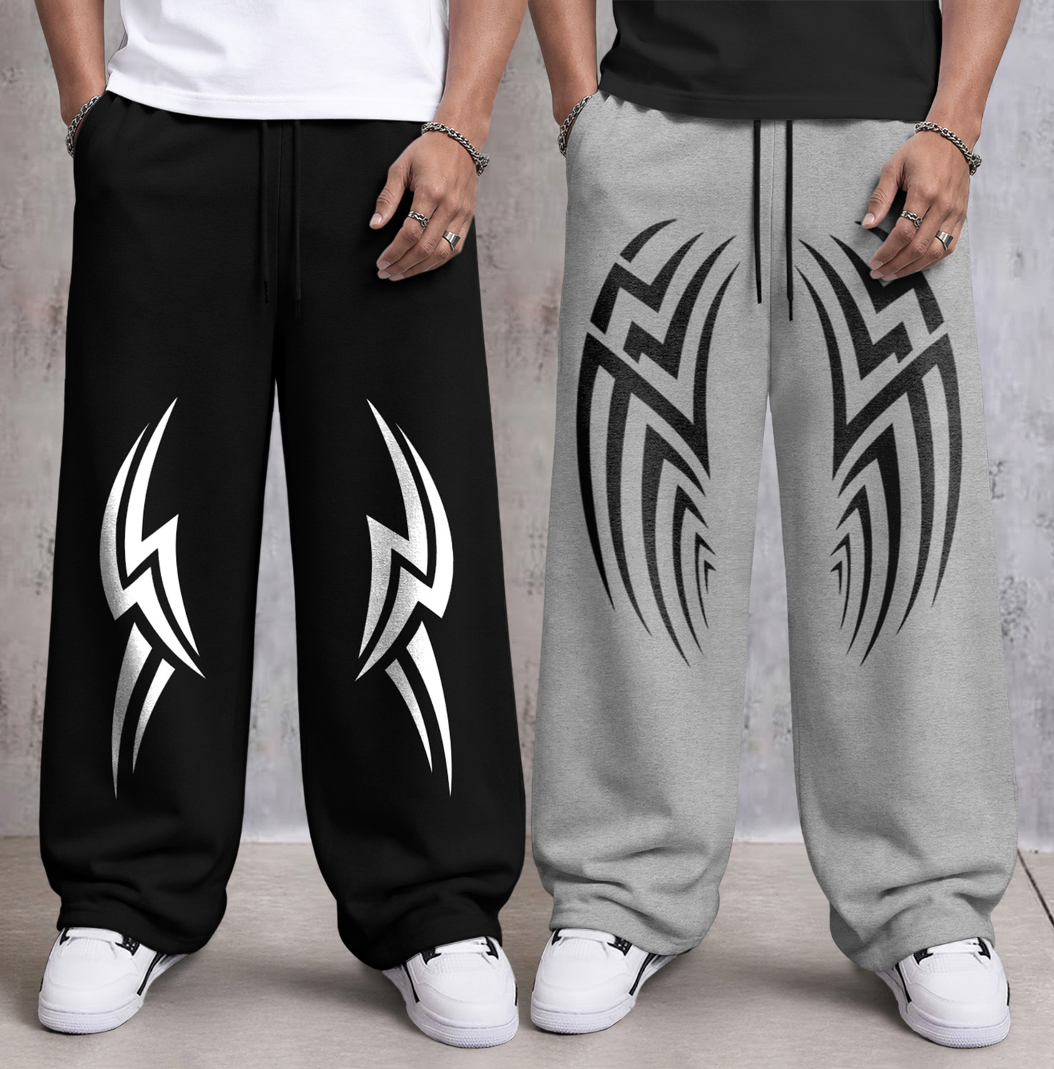 TRIPR Men's 2-Pack Black, Grey Track Pants - Image 1