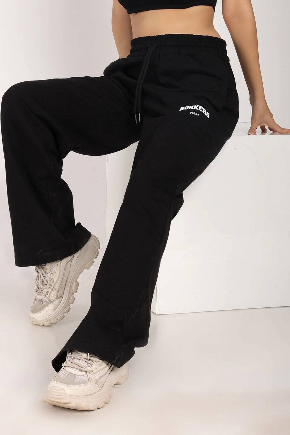 Image of Bonkers Men & Women Printed Black Track Pants