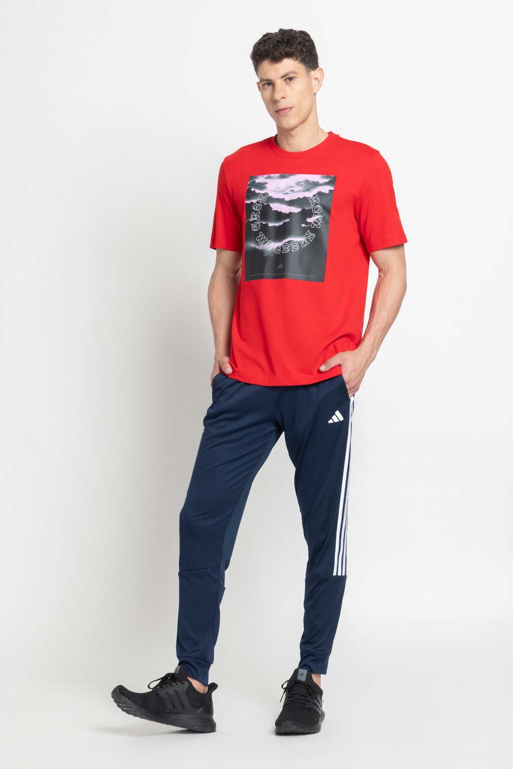 Image of RED TAPE Men Solid Blue Track Pants