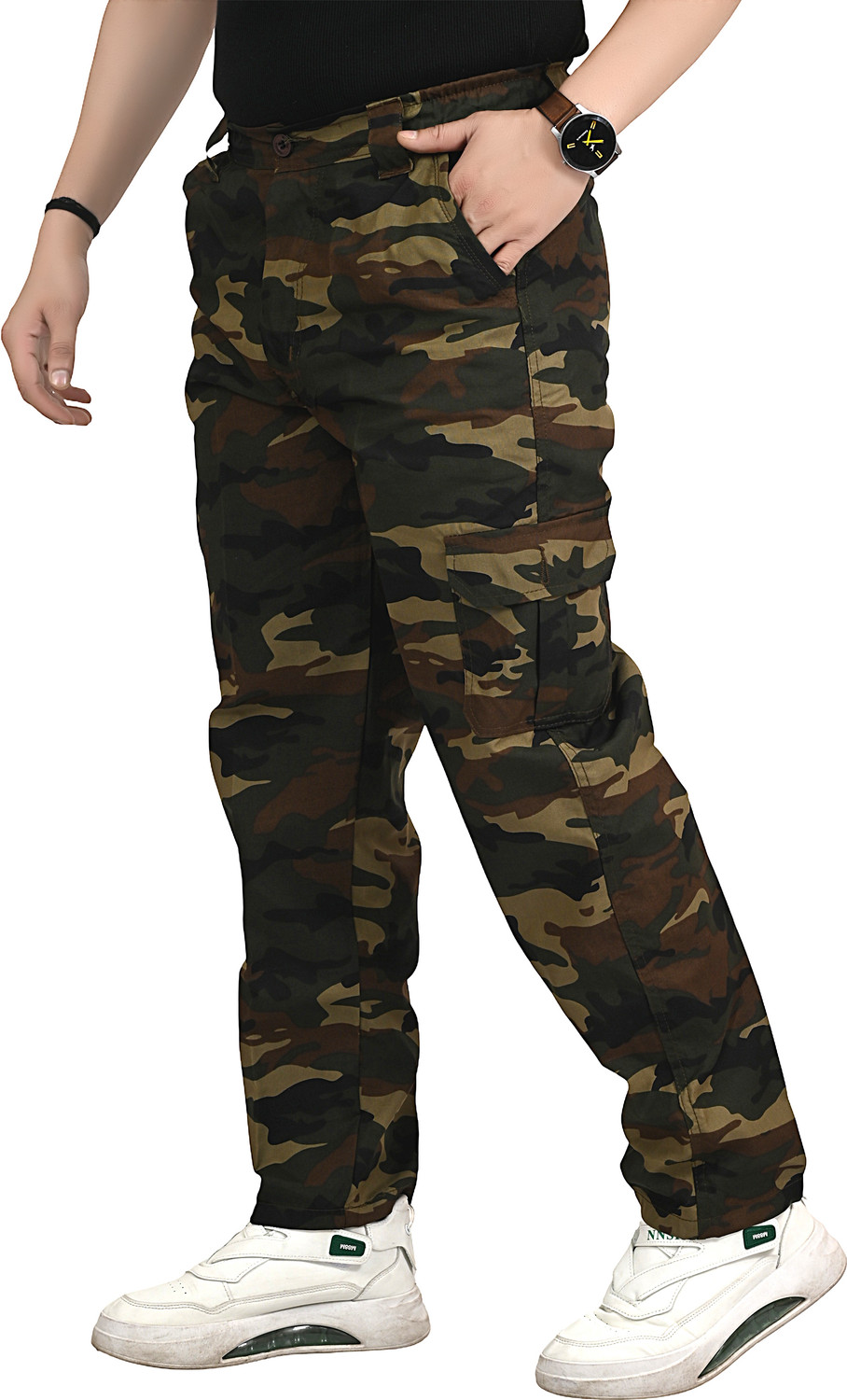 Image of YOUNG GALLERY Men Self Design Olive Track Pants