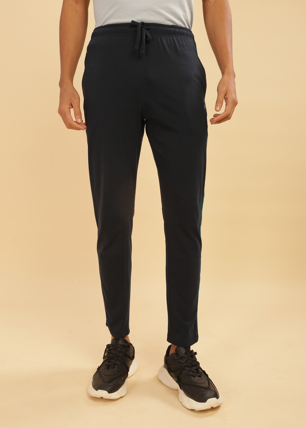 Image of RED TAPE Men Solid Blue Track Pants