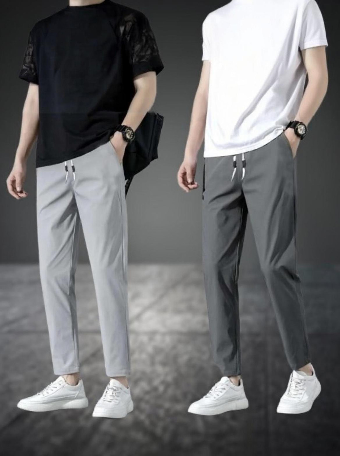 Dresvia Pack of 2 Men Solid Grey Track Pants - Image 1
