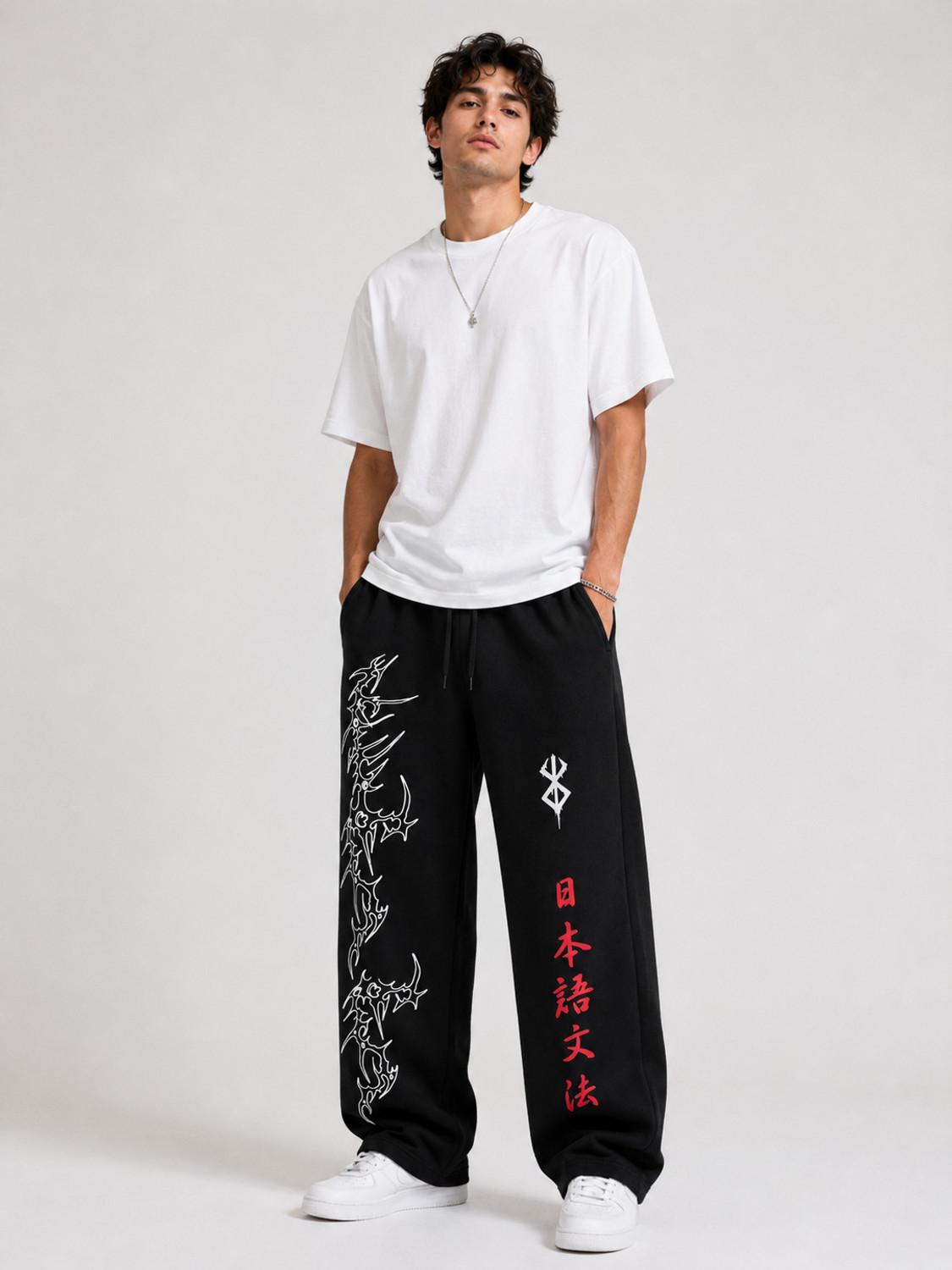 Image of Laitinen Men Printed Black Track Pants