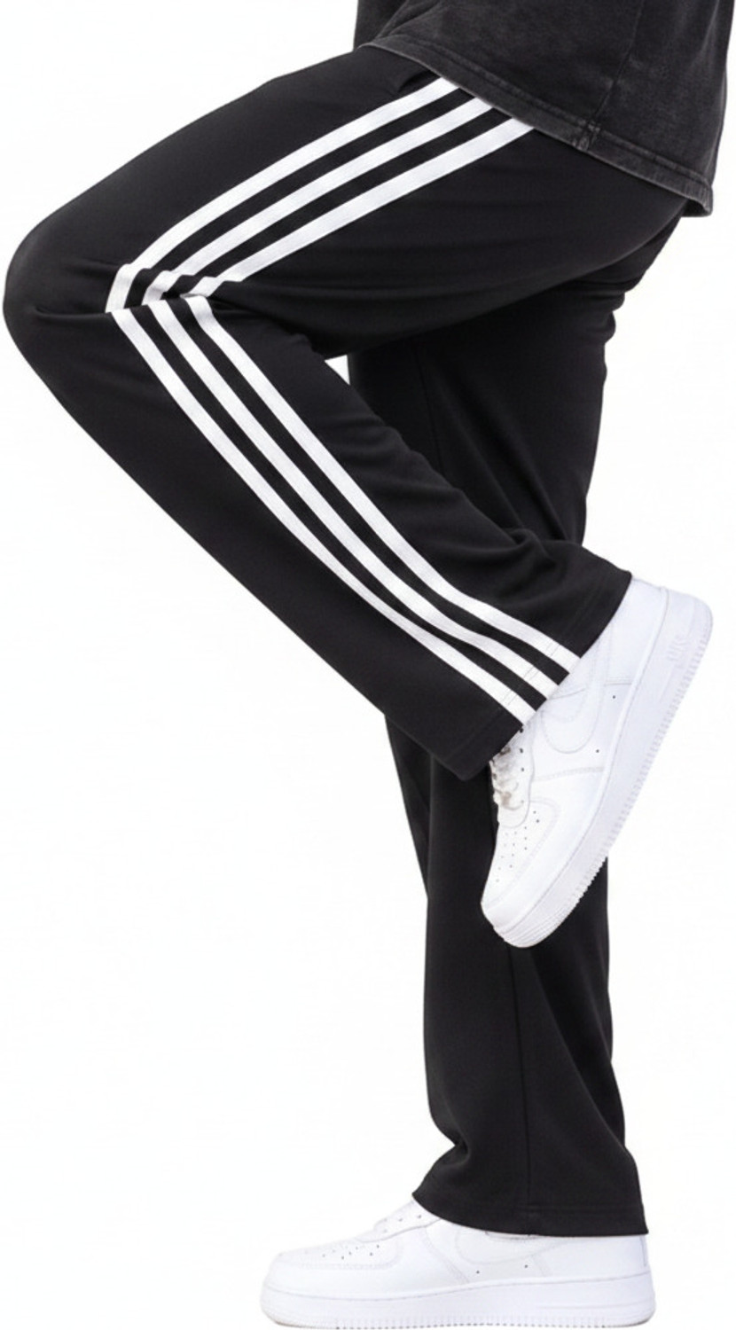 Image of SUHANDICRFATS Men Striped Black Track Pants