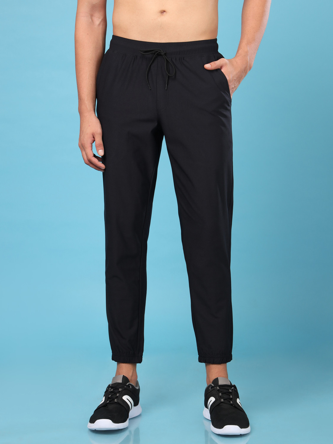 TECHNOSPORT Men Black Track Pants - Image 1
