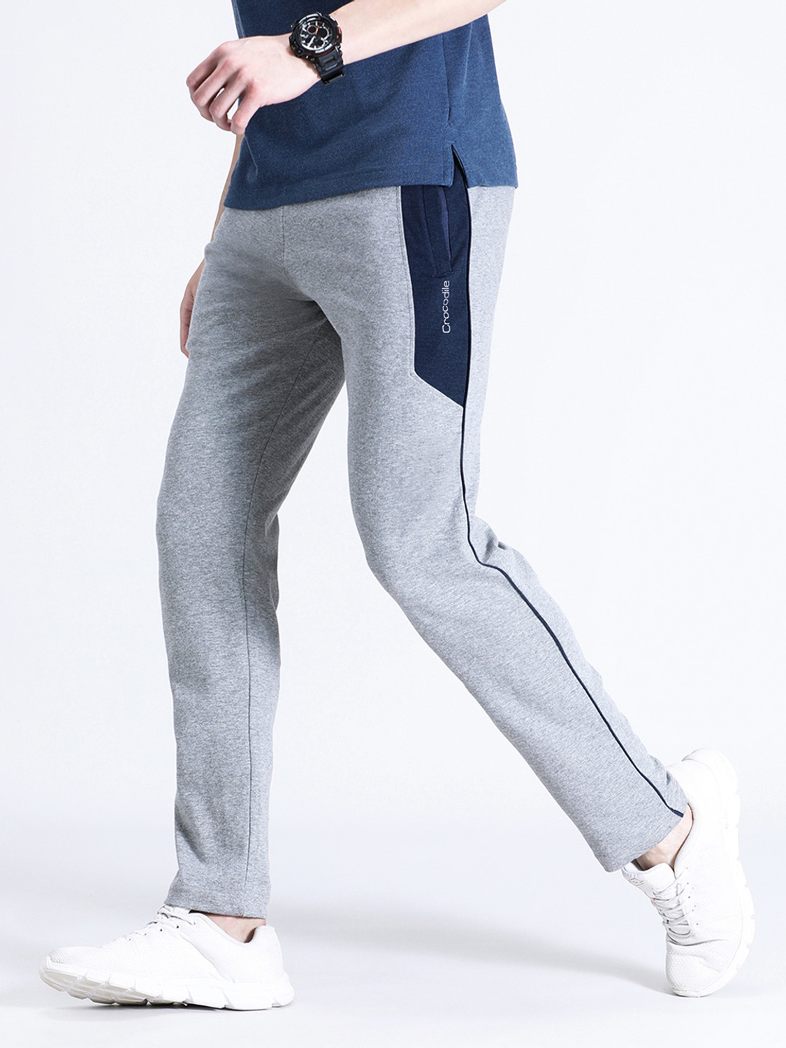 Image of VAN HEUSEN Athleisure Men Grey Solid Smart Tech Easy Stain Release Track Pants Men Solid Grey Track Pants
