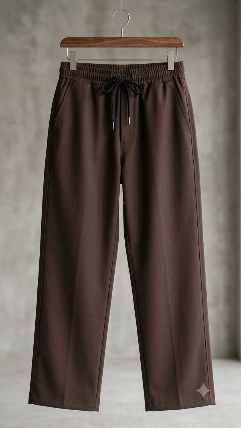 L E X C O Men Solid Brown Track Pants - Image 1