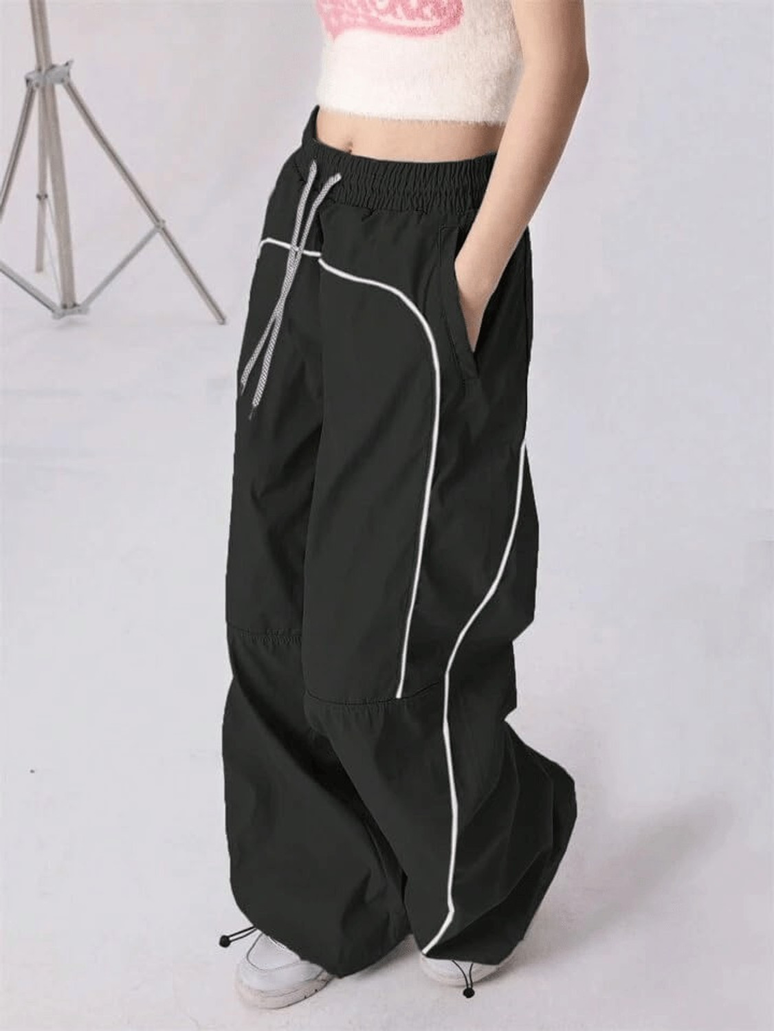 Lakhtadar Striped Black Track Pants - Image 1