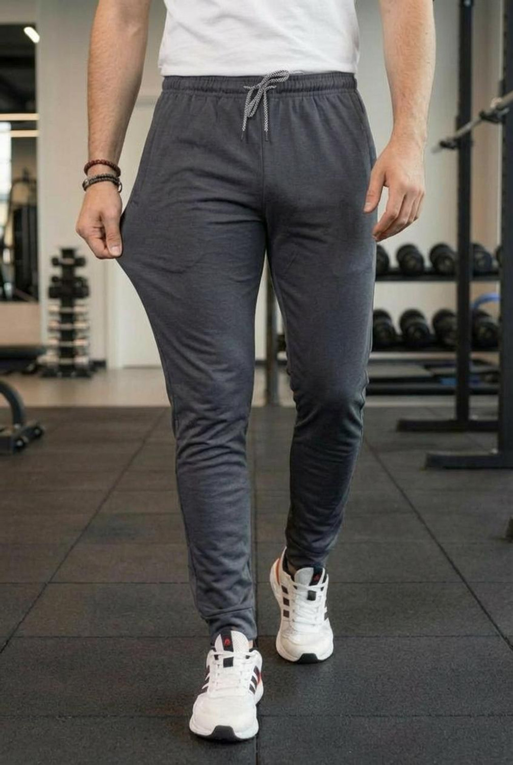 Image of ANAND Men Solid Grey Track Pants
