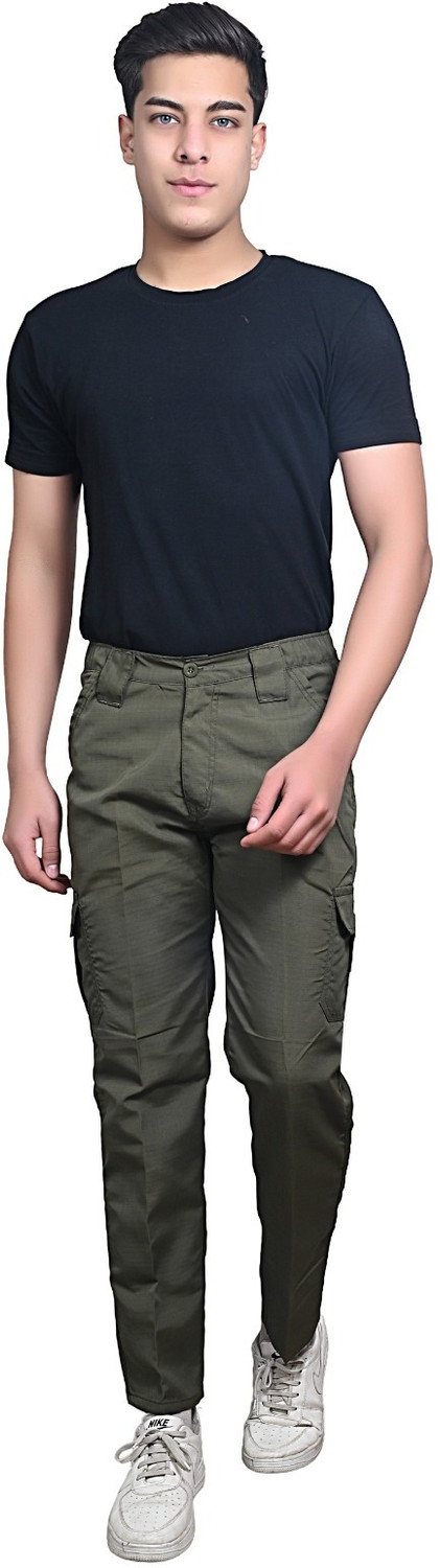 Image of YOUNG GALLERY Men Self Design Olive Track Pants