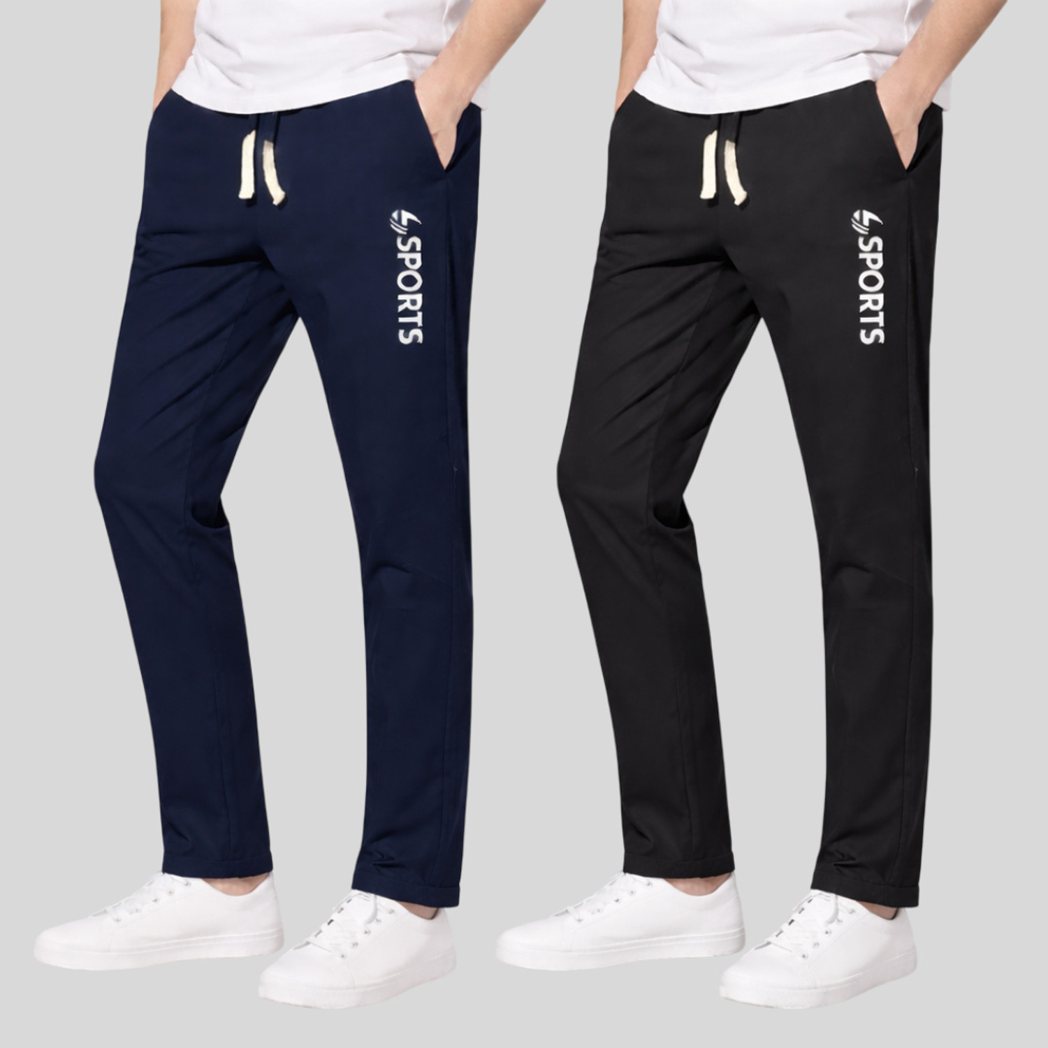 Image of HELI FASHION Pack of 2 Men Solid Grey, Grey Track Pants