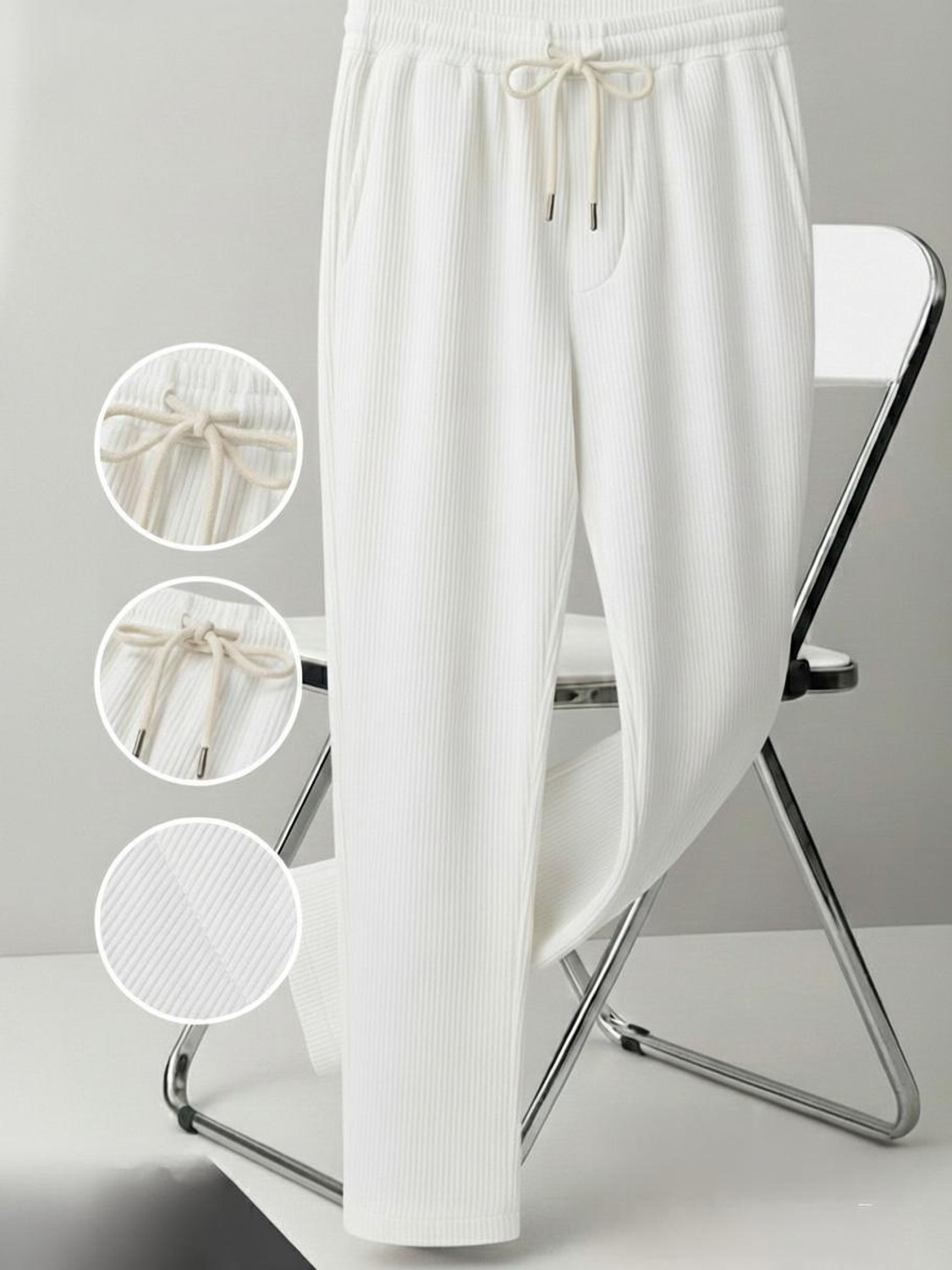 MODESHIFT Men White Track Pants - Image 6