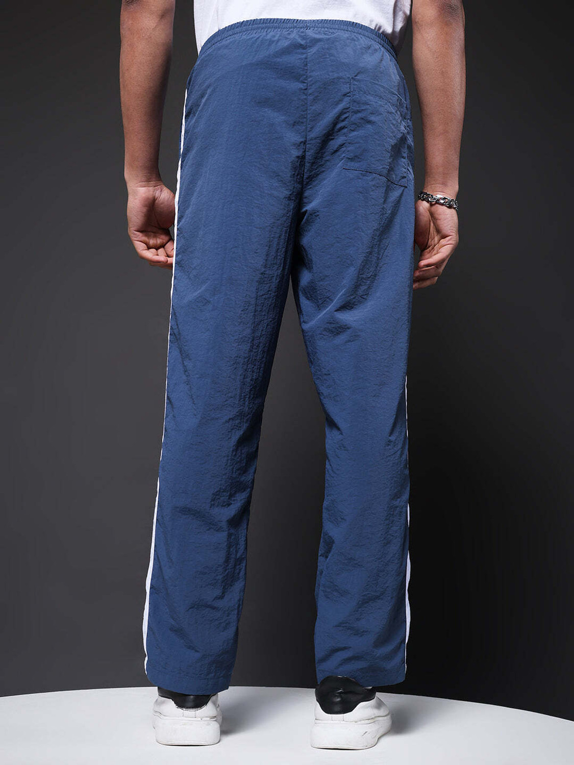 Image of Pronk Men Striped Blue Track Pants