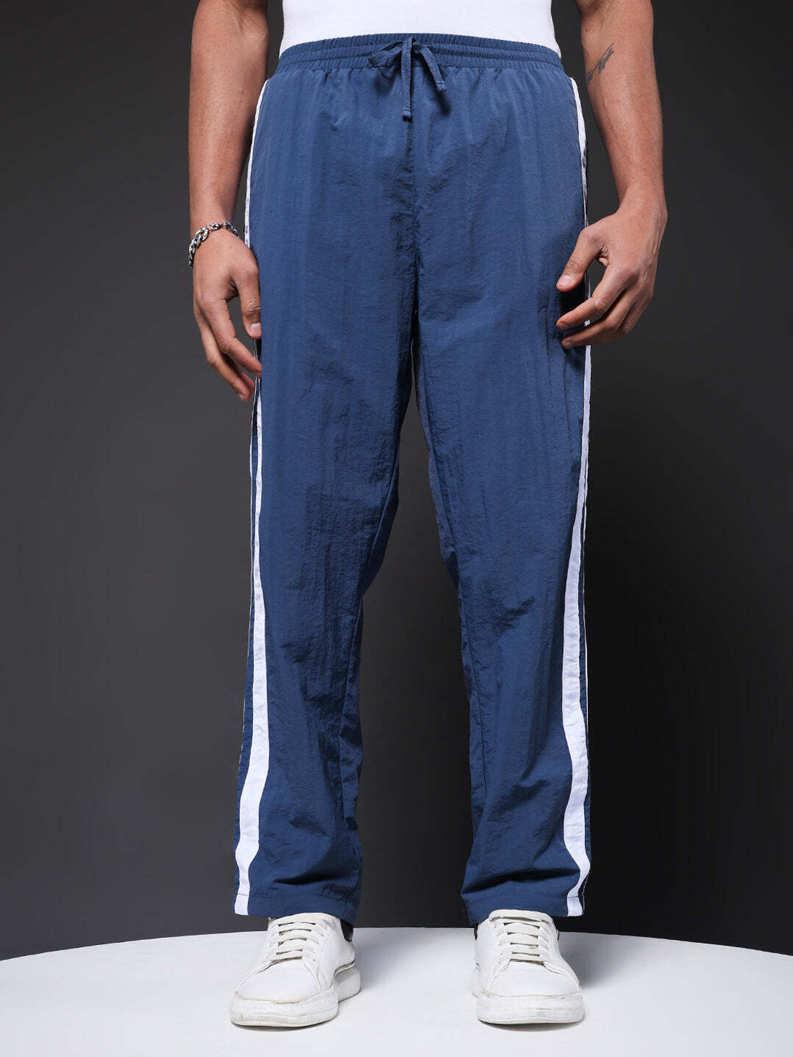 Image of Pronk Men Striped Blue Track Pants