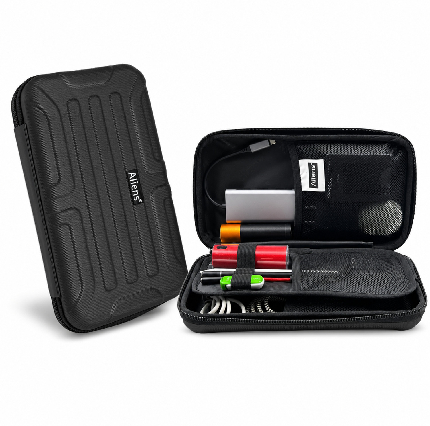 Image of Aliens Large Travel Gadget Organiser Case Bag, Hardshell ABS Material for HDD, Pendrive (Black)