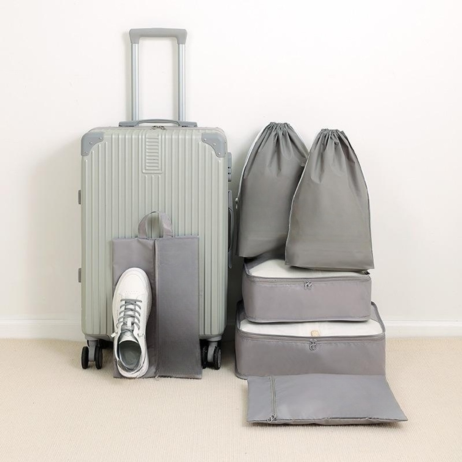 Uninest 6 Pcs Set Travel Organizer Packing Cubes Grey - Image 1