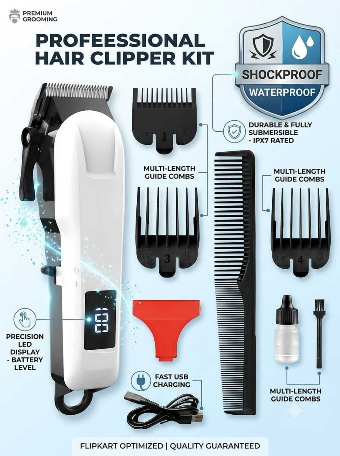 ValueShop Multi-Grooming Hair Trimmer Kit for Men | IPX7 Shockproof Design Accessories Kit Fully Waterproof Trimmer 240 min Runtime 4 Length Settings