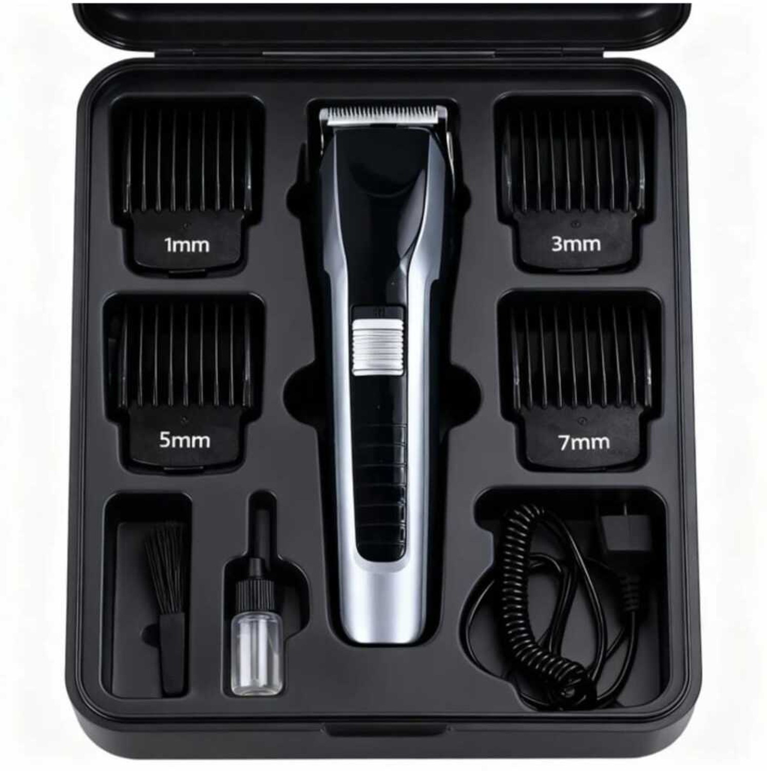 Image of Tradhi Beard & Hair 538 Trimmer Rechargeable Professional Hair Trimmer Fully Waterproof Fully Waterproof Trimmer 45 min Runtime 4 Length Settings (Silver, Black)