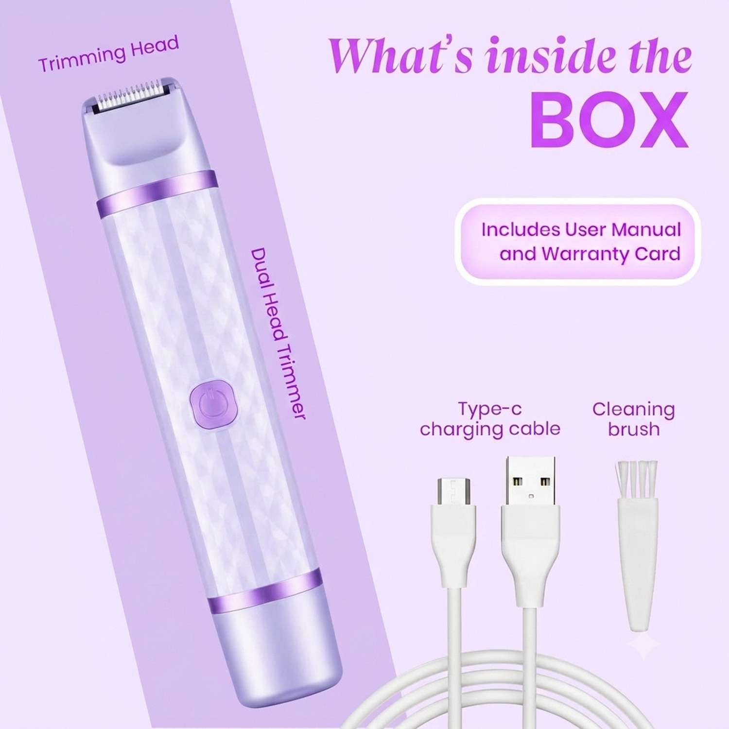 Image of Lunvix Bikini Trimmer for Women Electric Shaver for Face, Legs, Underarms & Pubic Hair Trimmer 60 min Runtime 0 Length Settings (Purple)