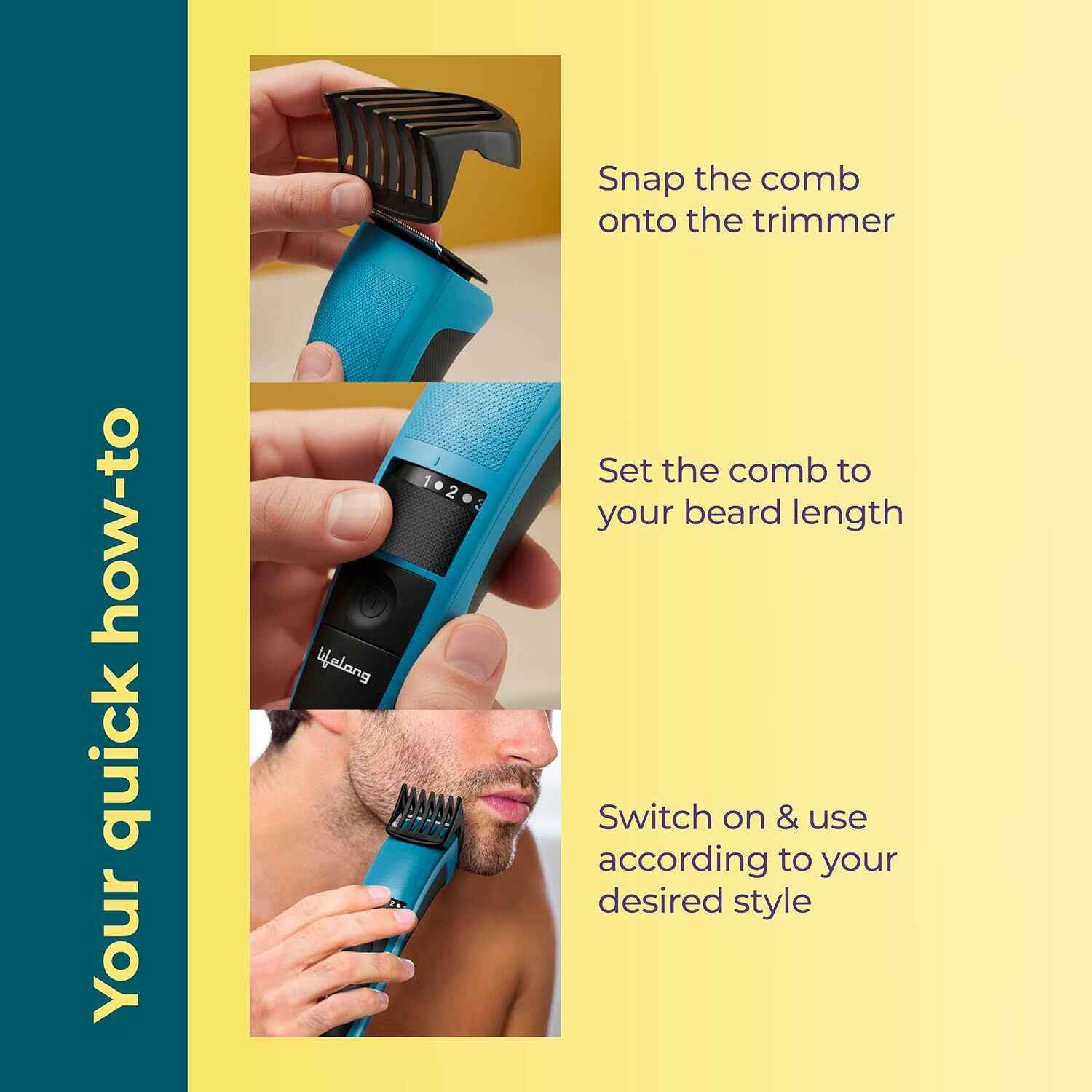 Image of RLN LLPCM107 Fully Waterproof Trimmer 60 min Runtime 20 Length Settings (Blue)