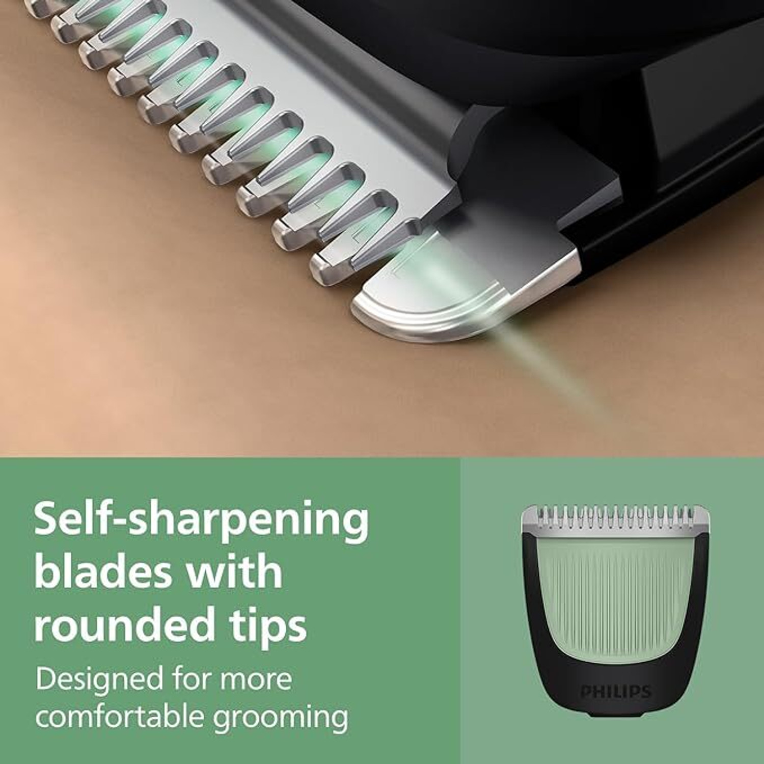 Image of PHILIPS india's No.1 Men's Trimmer 9-in-1 tool - Face, Hair & Body Unique rounded tips Fully Waterproof Grooming Kit 60 min Runtime 10 Length Settings (Black)