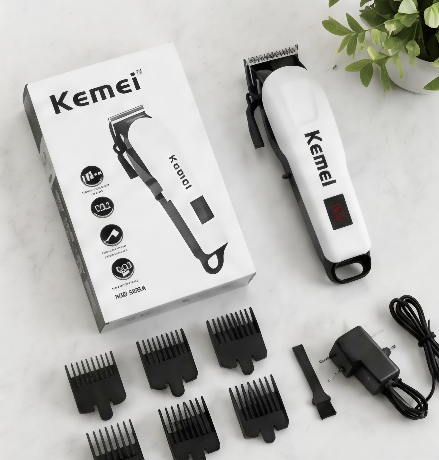 Image of KEMMIE inchKM inch 809A Trimmer 240 min Runtime 4 Length Settings (White)