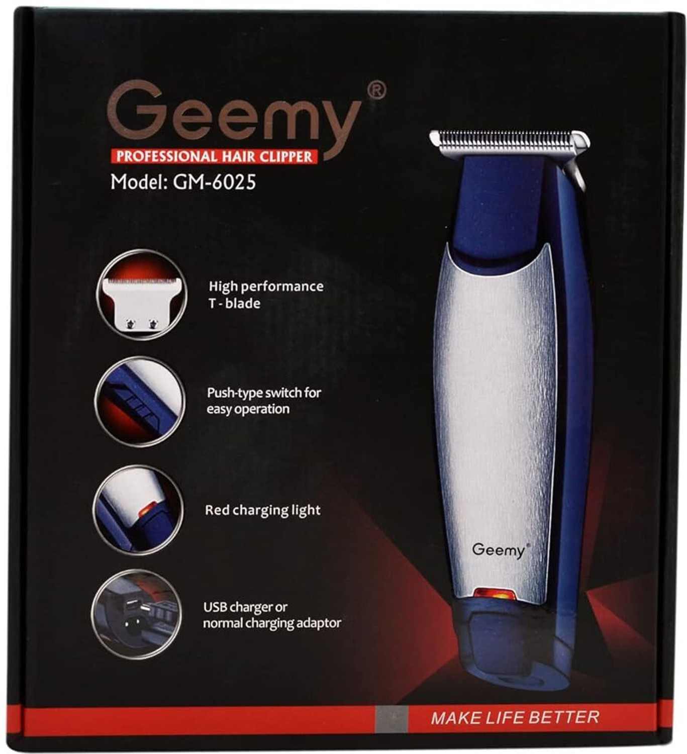 Image of Gemmy 70 Minutes Runtime Multi Grooming Trimmer for Men & Women - Blue & Black Color Trimmer 120 min Runtime 3 Length Settings (Silver)