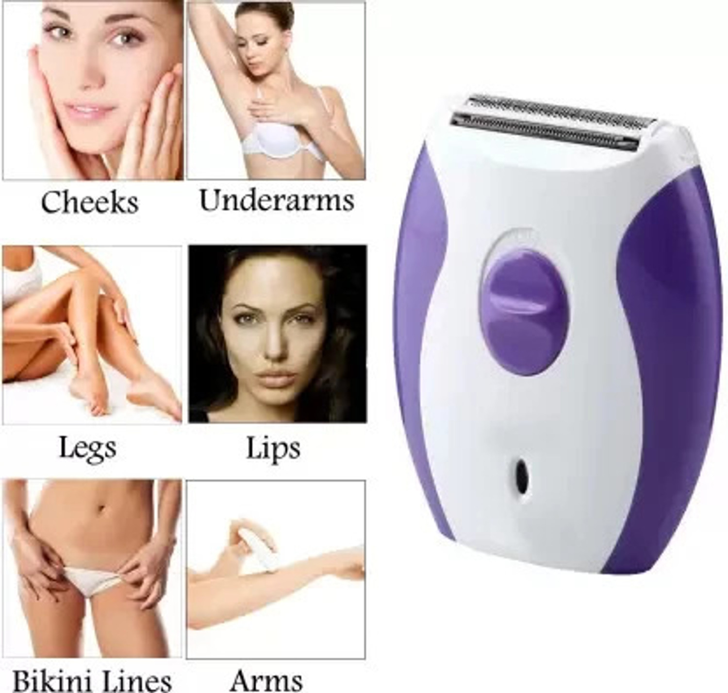 Image of Lunvix Bikini Trimmer for Women Electric Shaver for Face, Legs, Underarms & Pubic Hair Trimmer 60 min Runtime 0 Length Settings (Purple)
