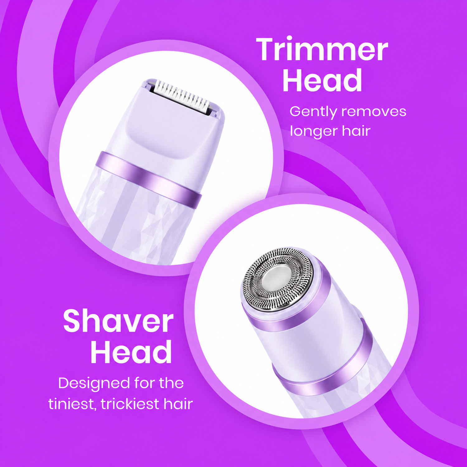 Image of Lunvix Bikini Trimmer for Women Electric Shaver for Face, Legs, Underarms & Pubic Hair Trimmer 60 min Runtime 0 Length Settings (Purple)