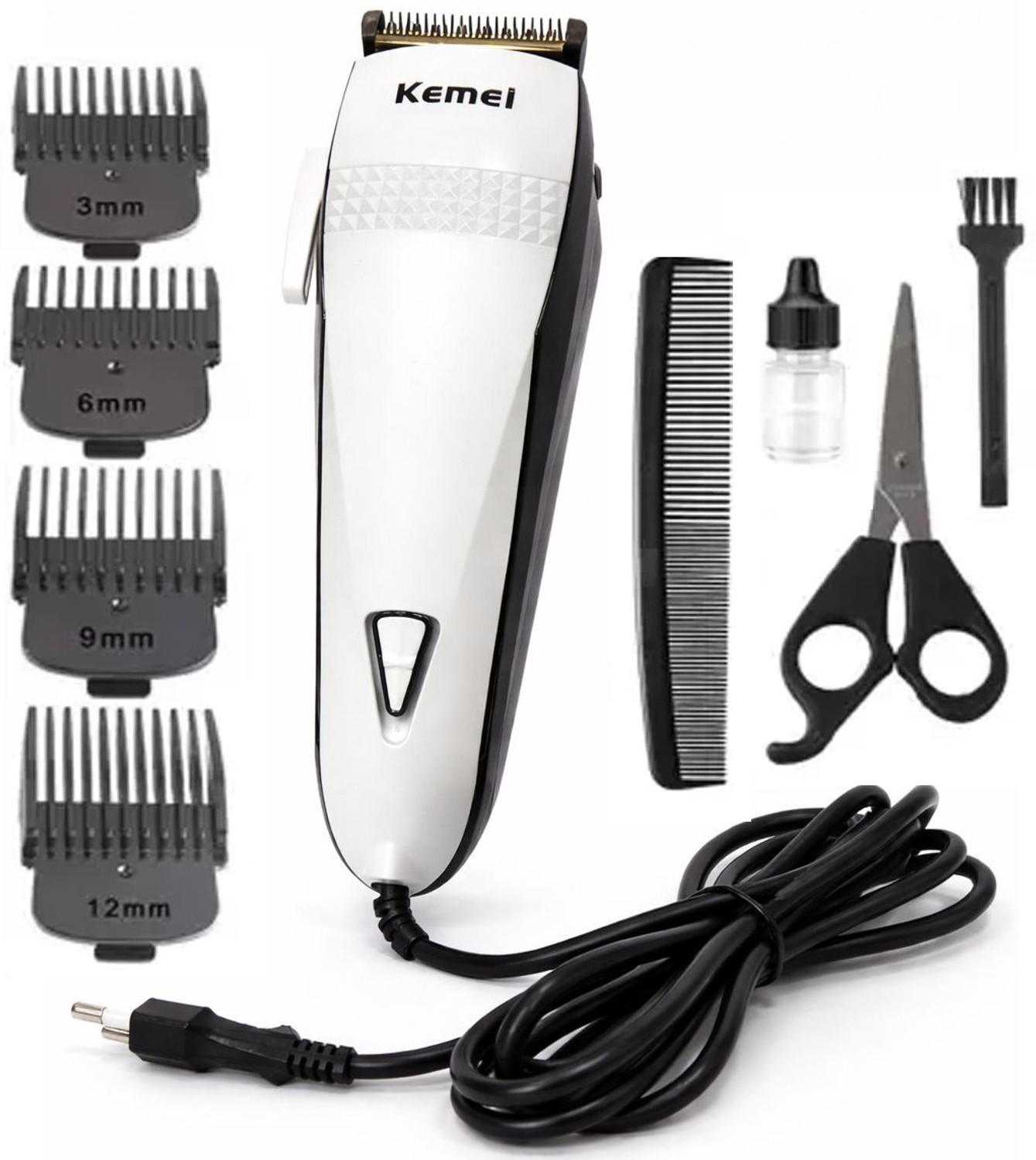 Image of Kemei km-4803 Heavy Duty Corded Hair Clippers for Barber Hair Trimmer Clippers Trimmer 0 min Runtime 4 Length Settings (White)