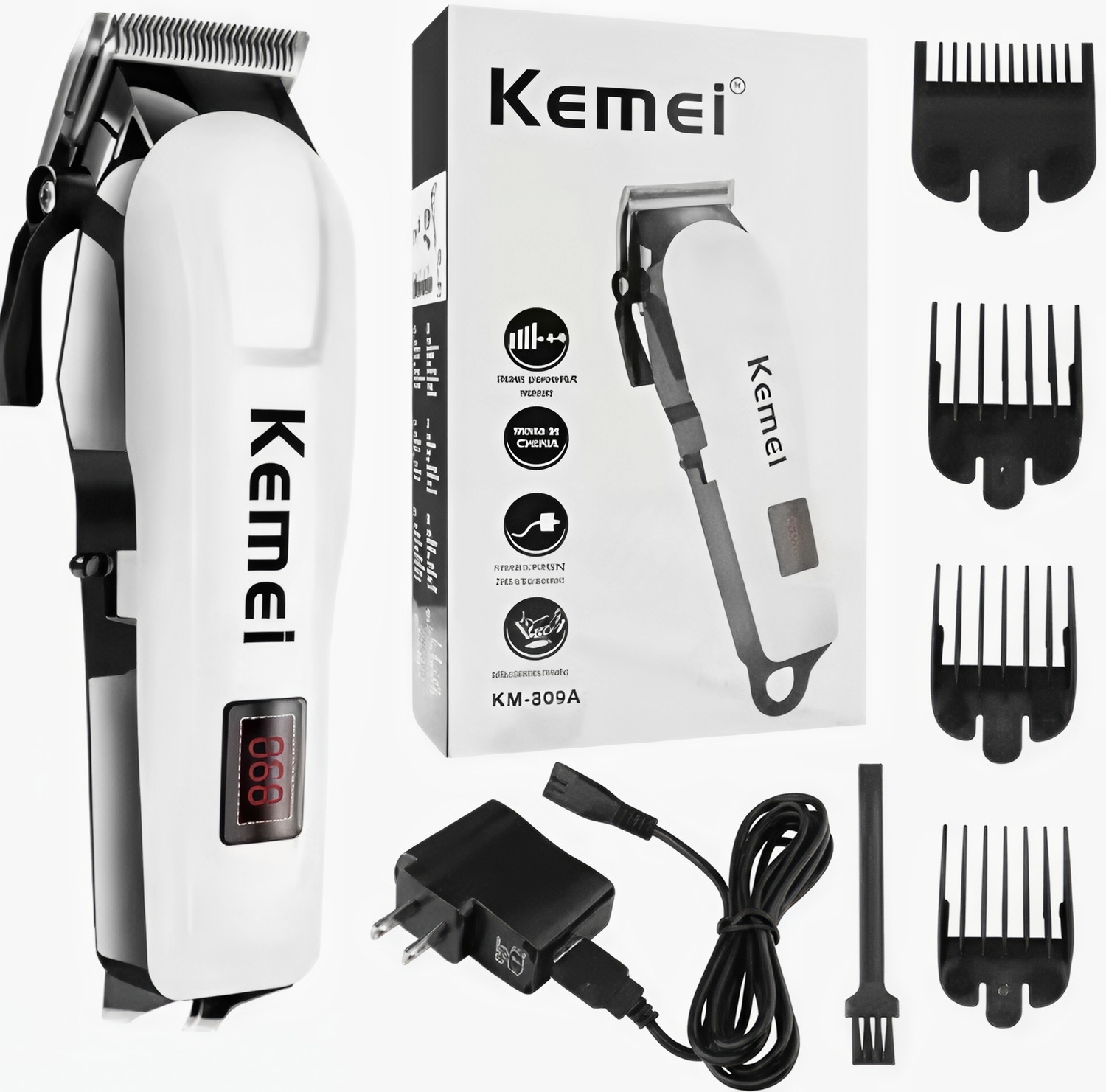 Image of KEMMIE inchKM inch 809A Trimmer 240 min Runtime 4 Length Settings (White)