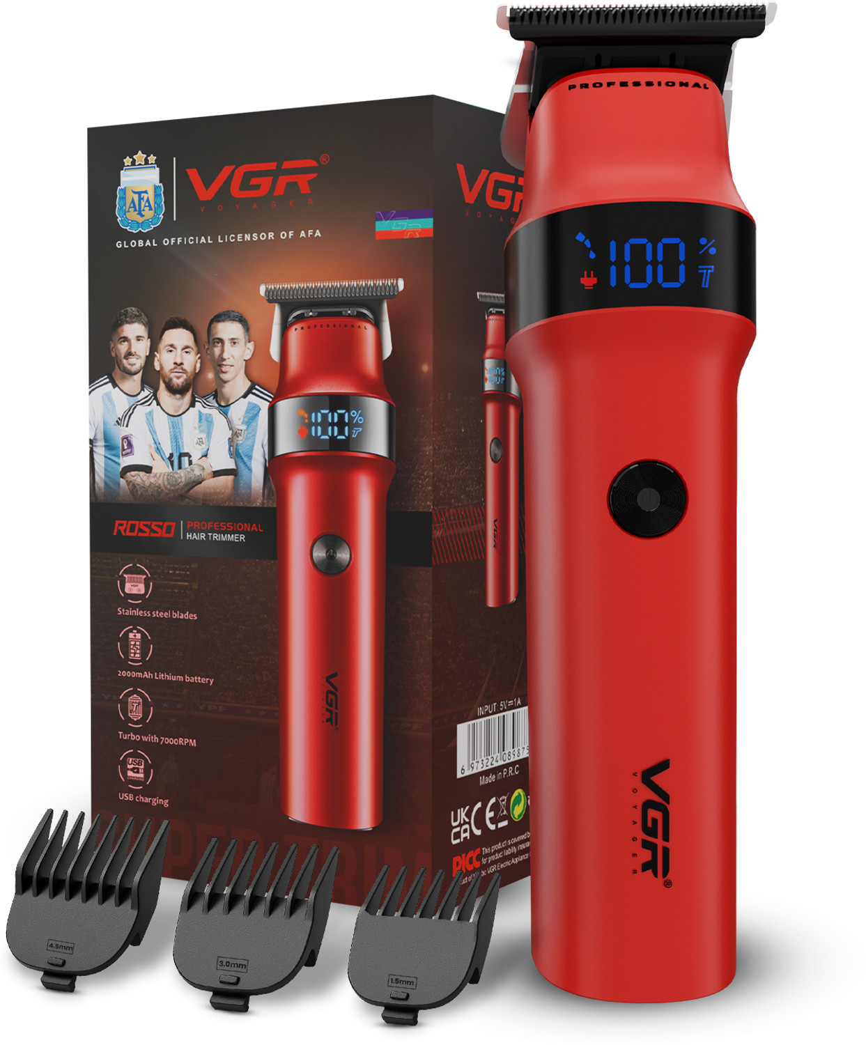VGR Rosso Professional Trimmer 400 min Runtime - Image 6