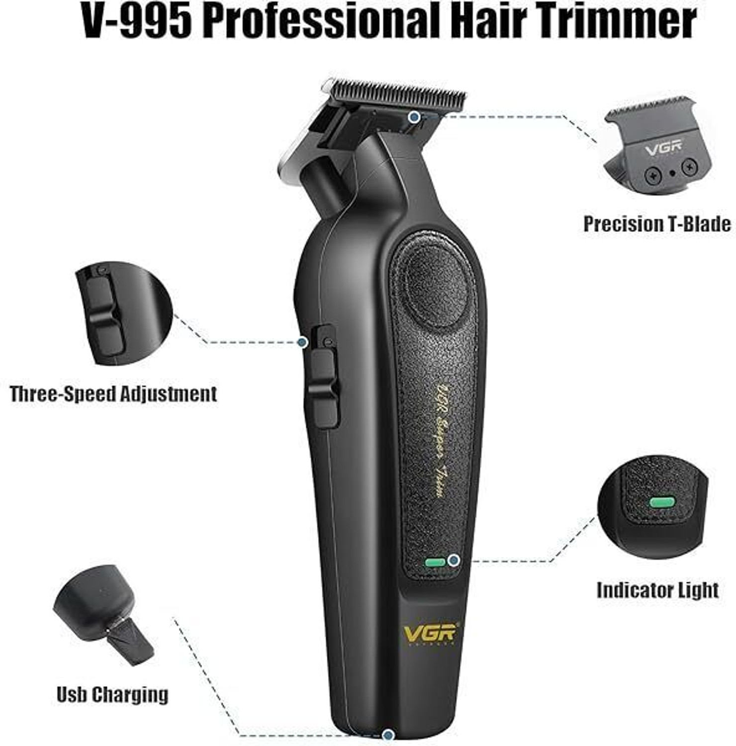 Image of VGR V-981. Fully Waterproof Trimmer 150 min Runtime 4 Length Settings (Yellow)