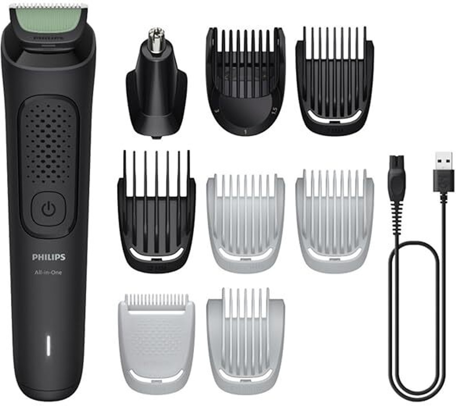 Image of PHILIPS india's No.1 Men's Trimmer 9-in-1 tool - Face, Hair & Body Unique rounded tips Fully Waterproof Grooming Kit 60 min Runtime 10 Length Settings (Black)