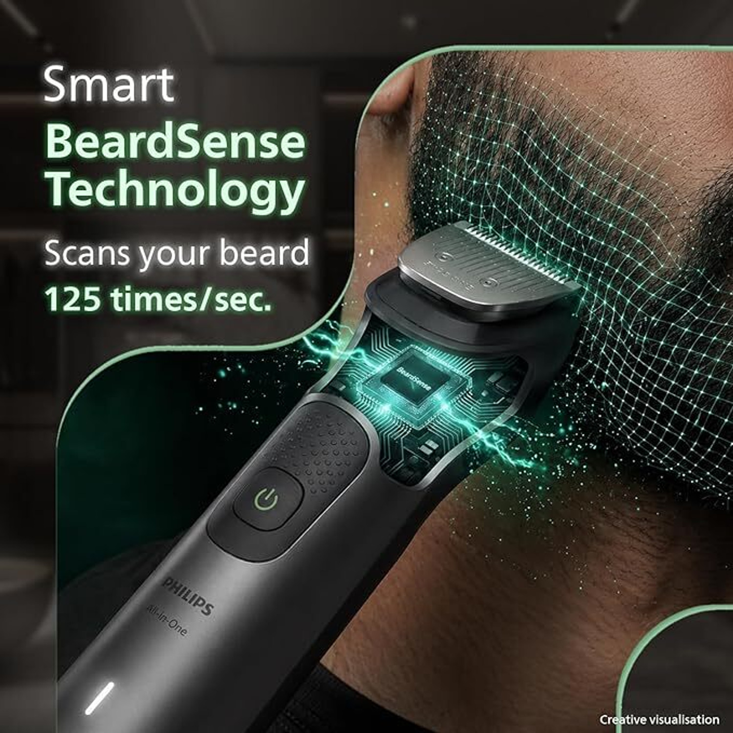 Image of PHILIPS Ultimate Precision | BeardSense Technology- Scans 125x /sec, adapts to density Fully Waterproof Grooming Kit 120 min Runtime 11 Length Settings (Silver)