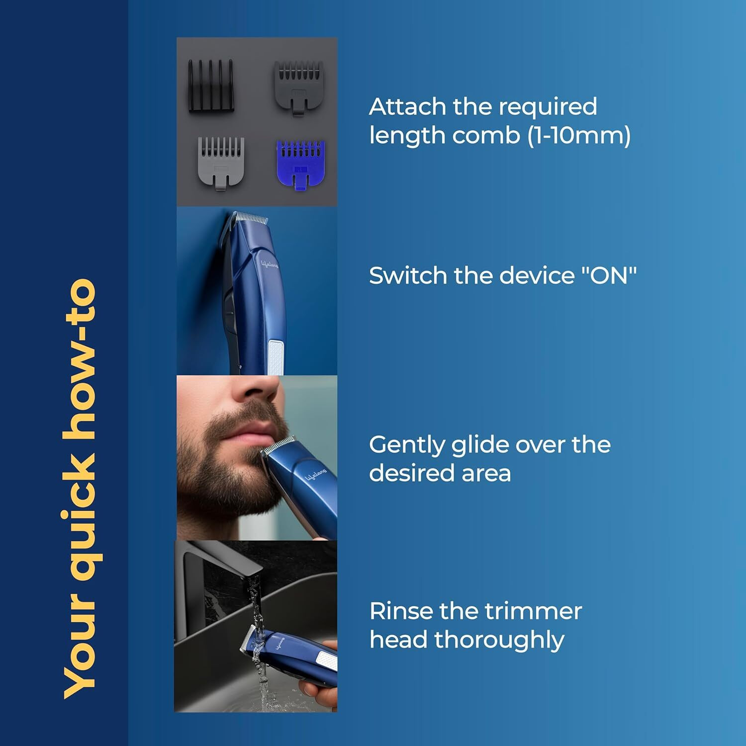 Image of lifelive LLPCM101 Trimmer Men Beard Cordless Trimmers for Man All in One Best Fully Waterproof Trimmer 60 min Runtime 11 Length Settings (Blue)
